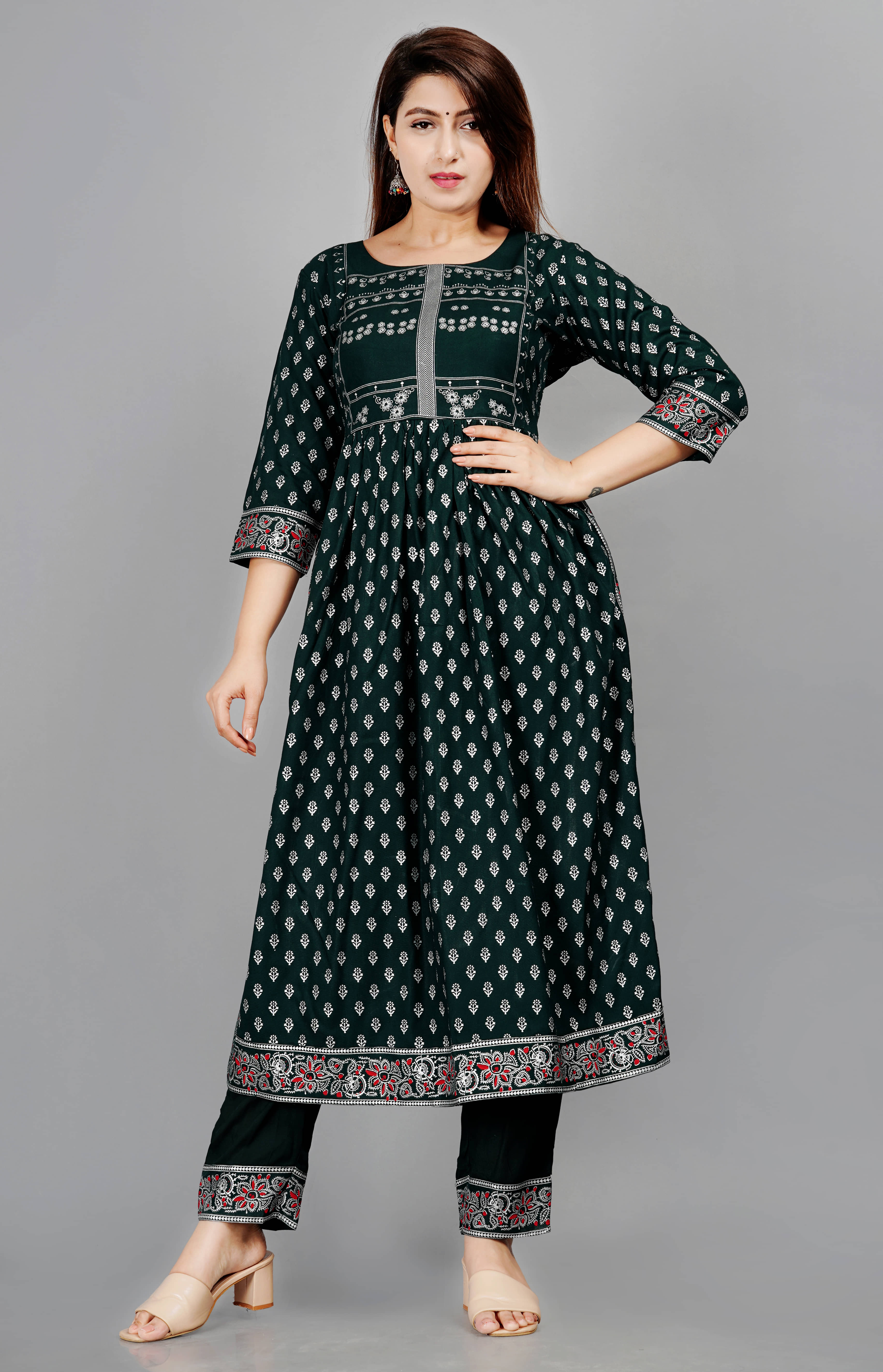 Aurelisa - Green A-line Rayon Women's Stitched Salwar Suit ( Pack of 1 )