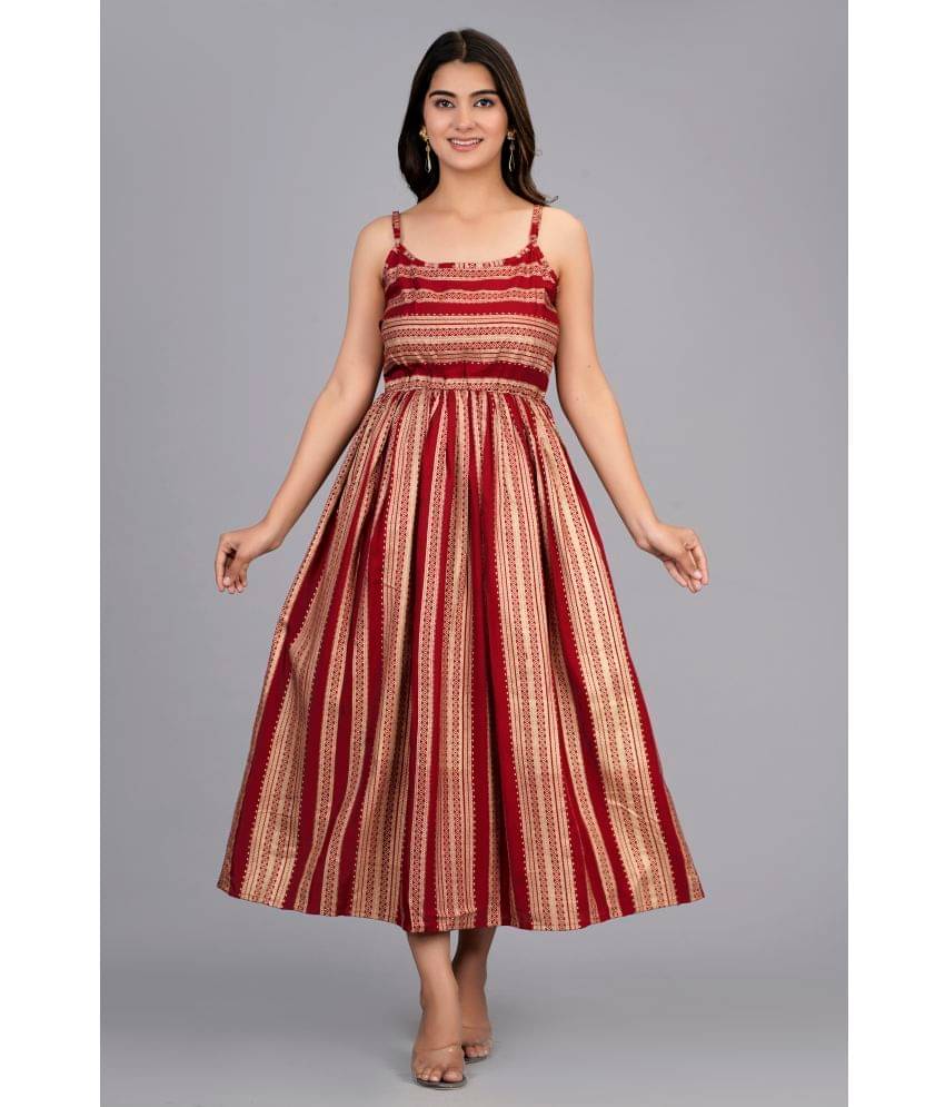 Aurelisa - Maroon Rayon Women's Fit & Flare Dress ( Pack of 1 ) Aurelisa - Maroon Rayon Women's Fit & Flare Dress ( Pack of 1 )