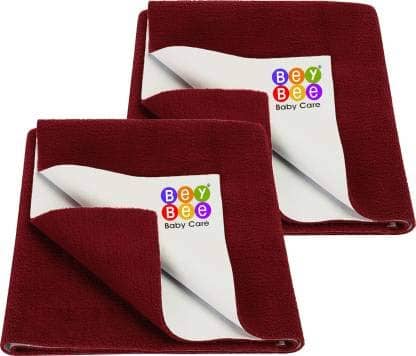 Beybee - Maroon Laminated Bed Protector Sheet ( Pack of 2 )