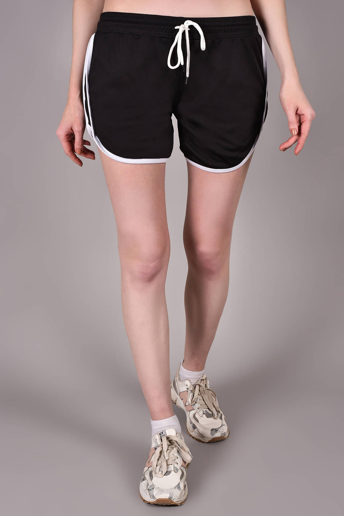     			Fabric Falcon Black Polyester Lycra Solid Shorts - Single