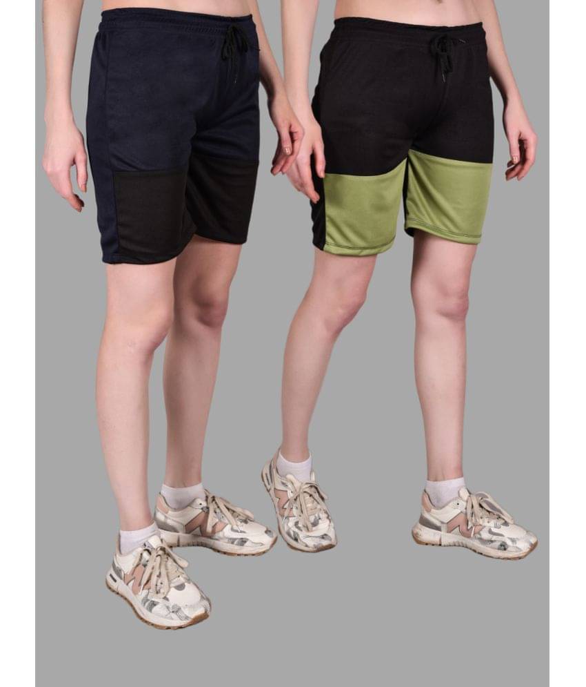     			Fabric Falcon Multi Polyester Lycra Solid Shorts - Single