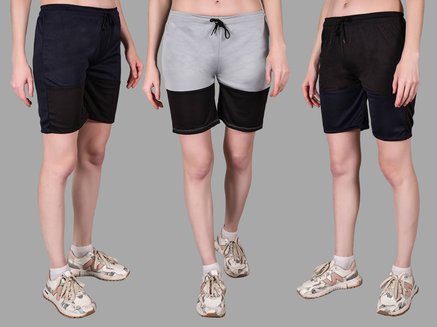     			Fabric Falcon Multi Polyester Lycra Solid Shorts - Pack of 3