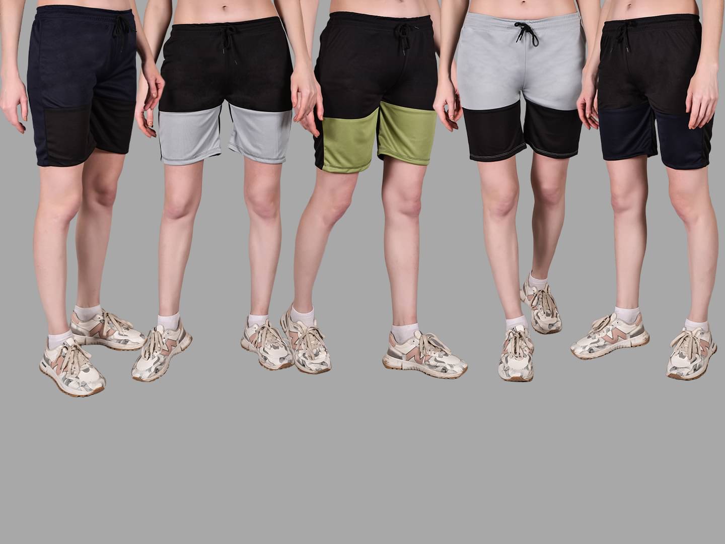 Fabric Falcon Multi Polyester Lycra Solid Shorts - Pack of 5 Fabric Falcon Multi Polyester Lycra Solid Shorts - Pack of 5