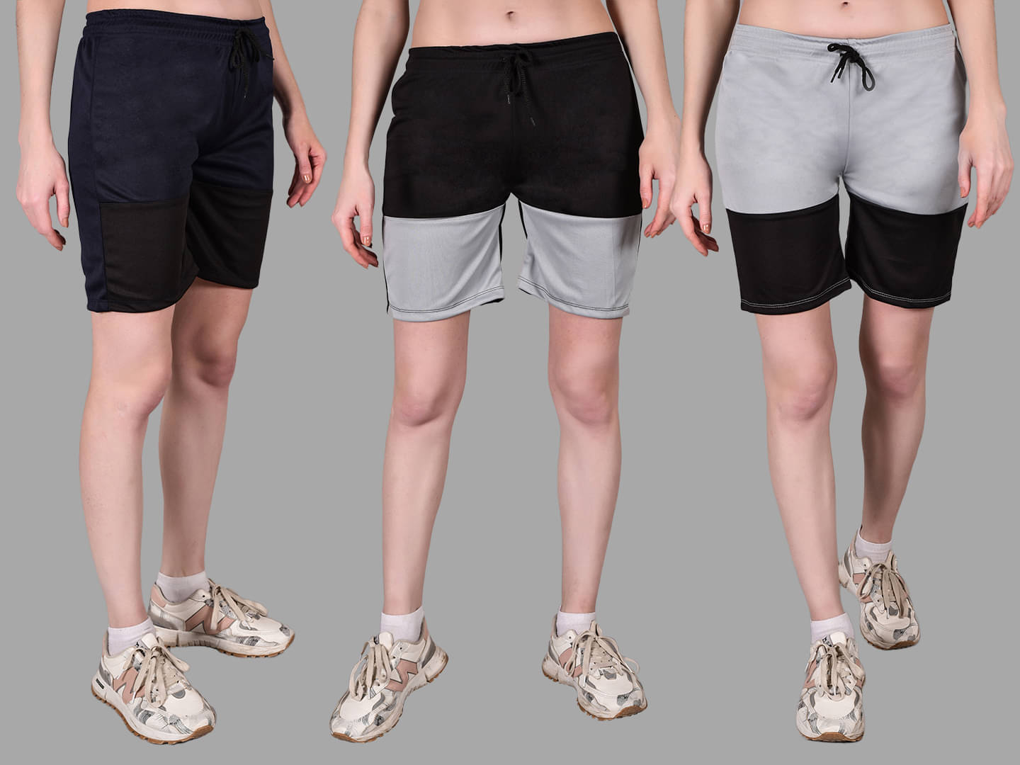     			Fabric Falcon Multi Polyester Lycra Solid Shorts - Pack of 3