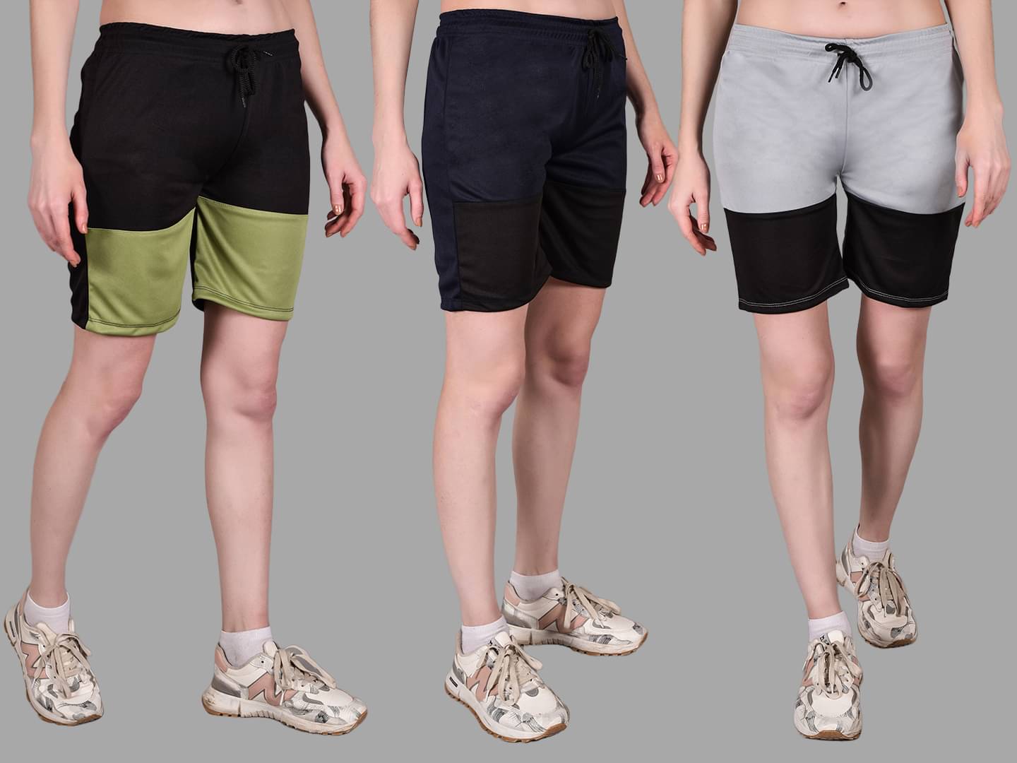 Fabric Falcon Multi Polyester Lycra Solid Shorts - Pack of 3 Fabric Falcon Multi Polyester Lycra Solid Shorts - Pack of 3