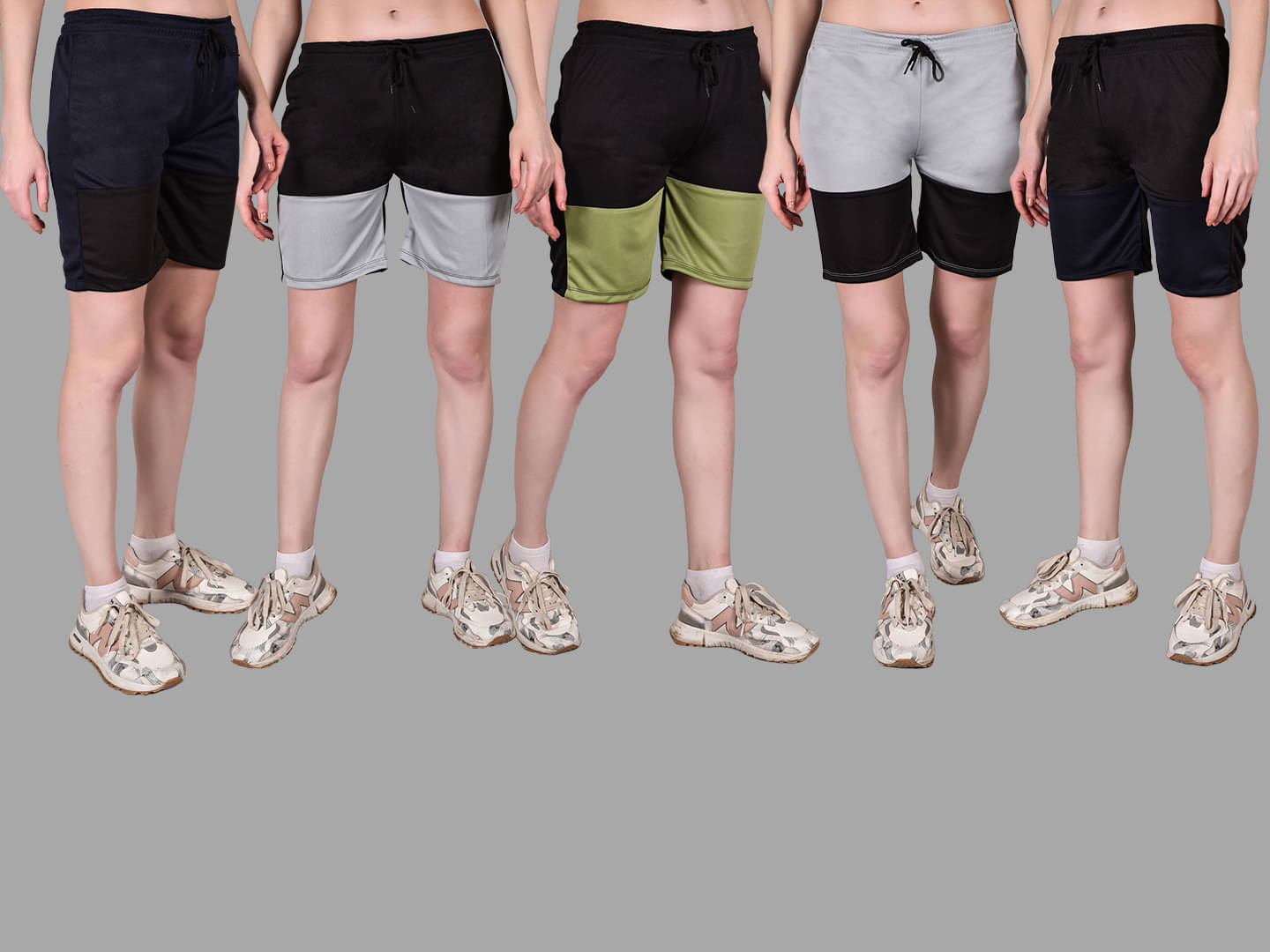     			Fabric Falcon Multi Polyester Lycra Solid Shorts - Pack of 5