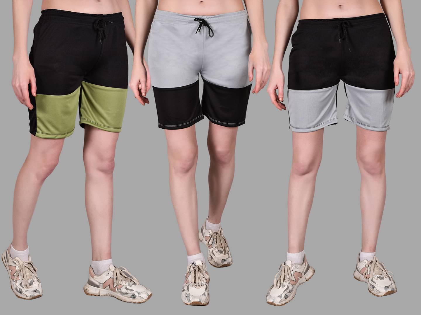 Fabric Falcon Multi Polyester Lycra Solid Shorts - Pack of 3 Fabric Falcon Multi Polyester Lycra Solid Shorts - Pack of 3