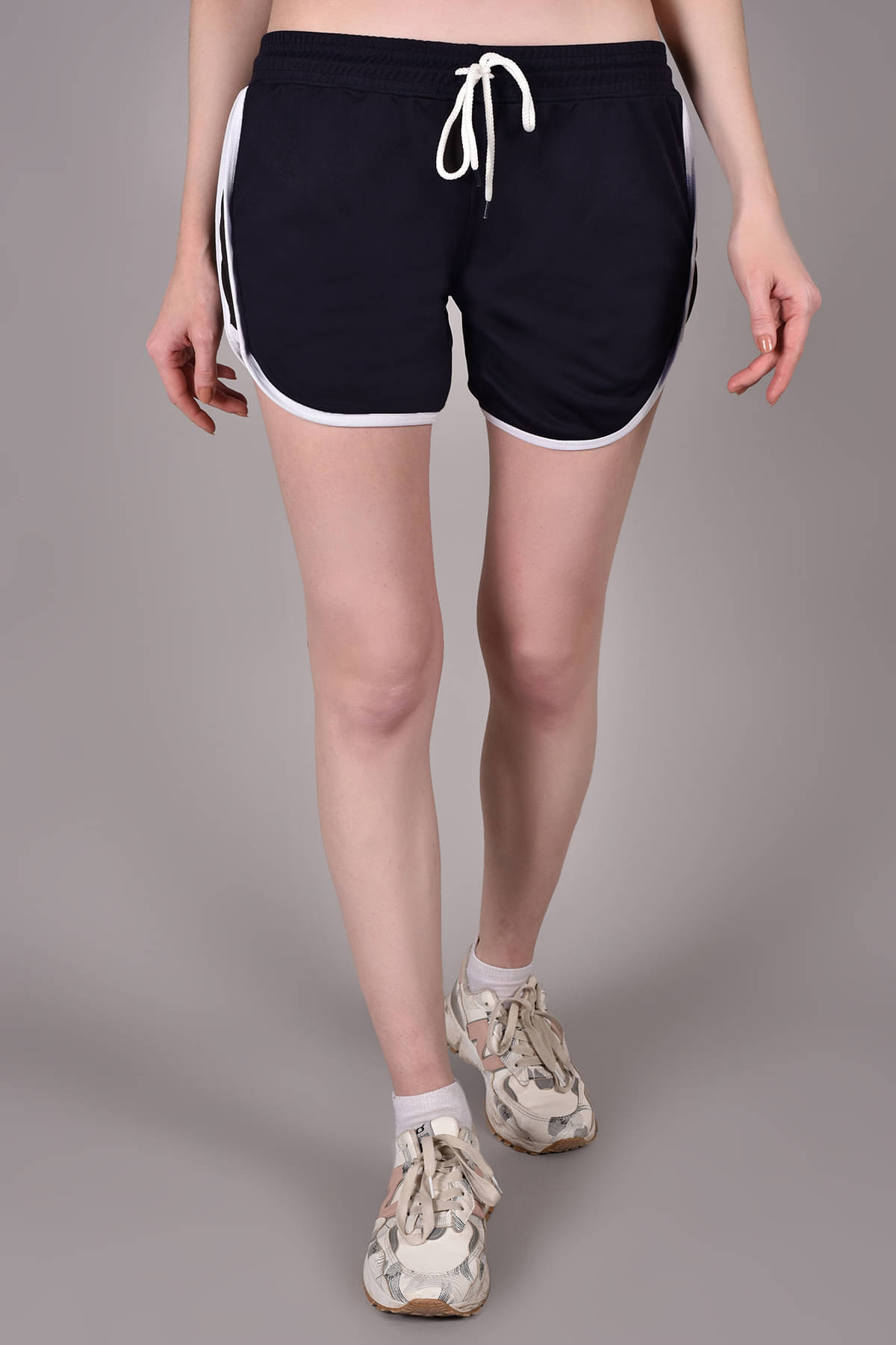     			Fabric Falcon Navy Polyester Lycra Solid Shorts - Single