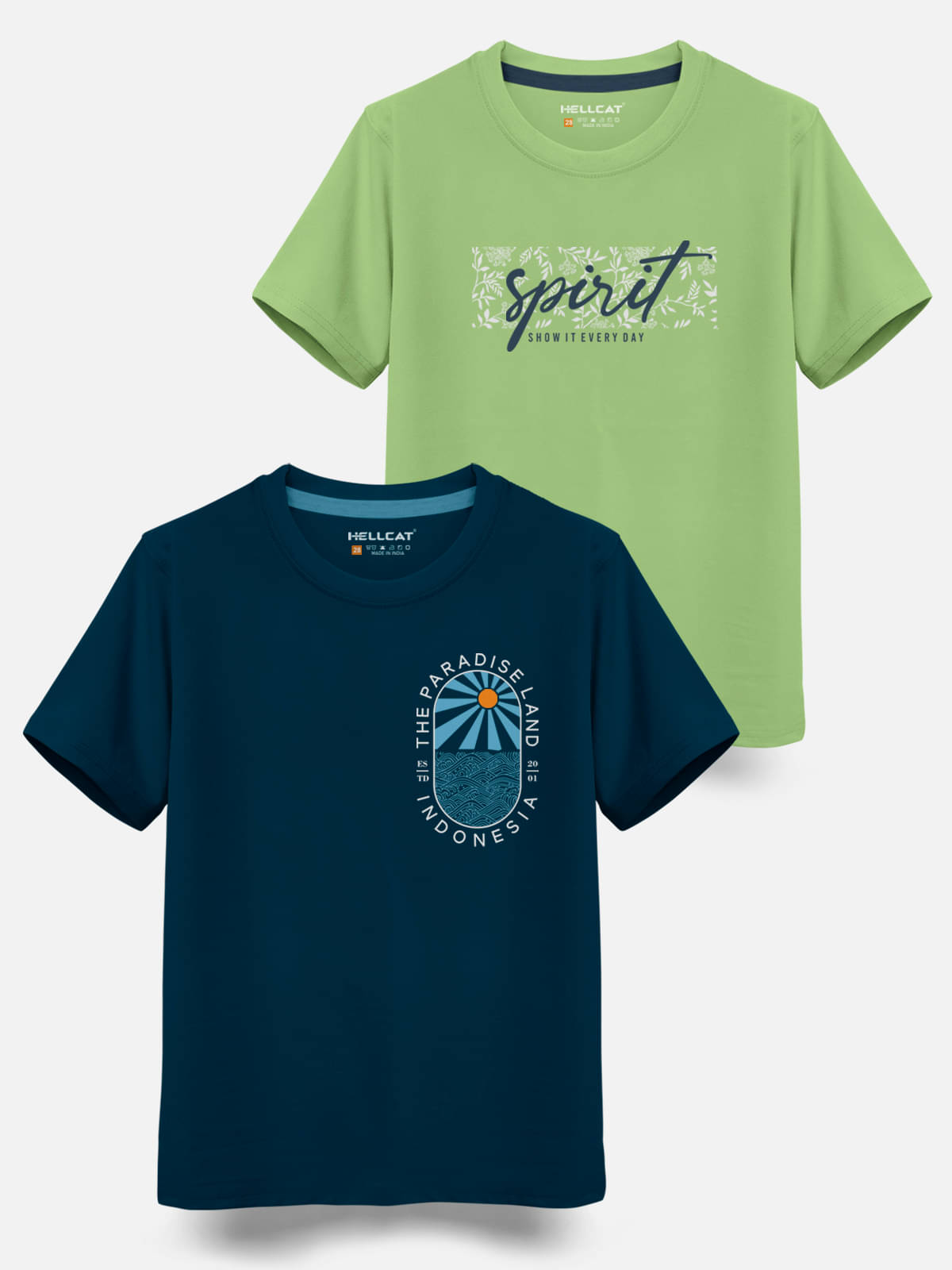     			HELLCAT Pack of 2 Boys Cotton Blend T-Shirt ( Green )