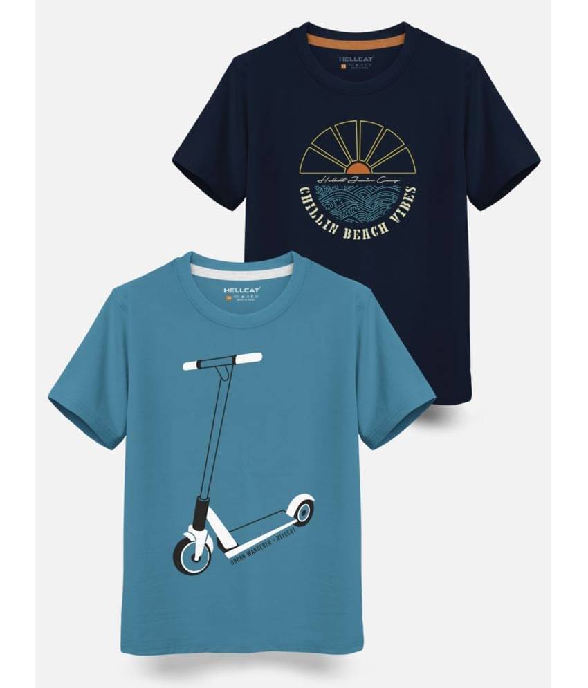     			HELLCAT Pack of 2 Boys Cotton Blend T-Shirt ( Navy Blue )