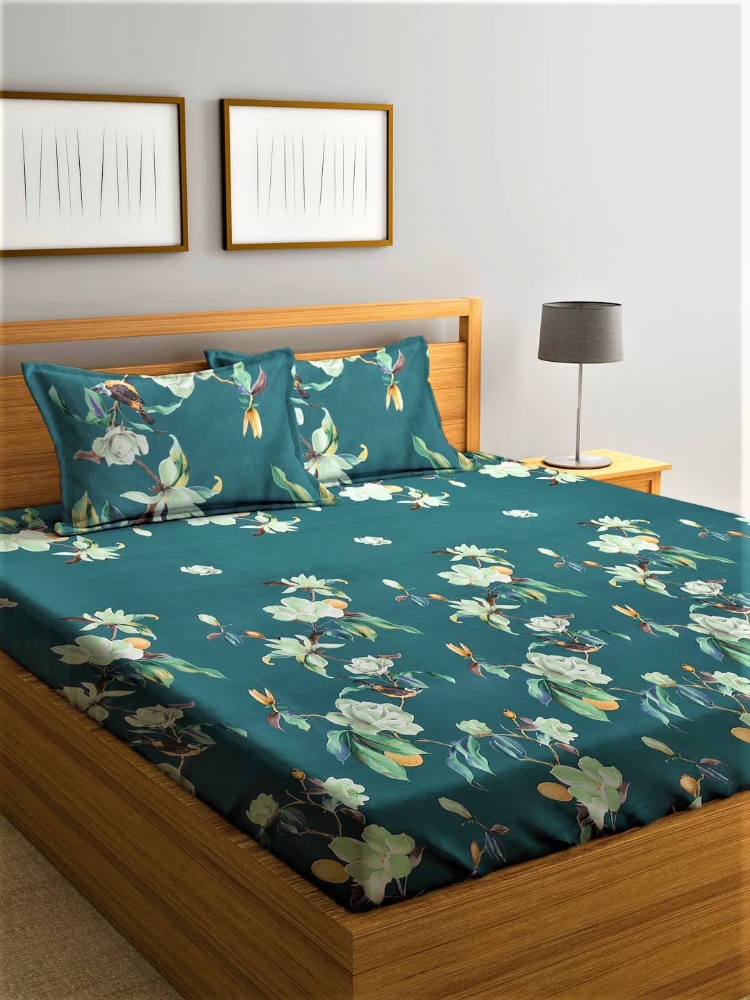 Home Sizzler Glace Cotton Double Bedsheet ( Sea Green )