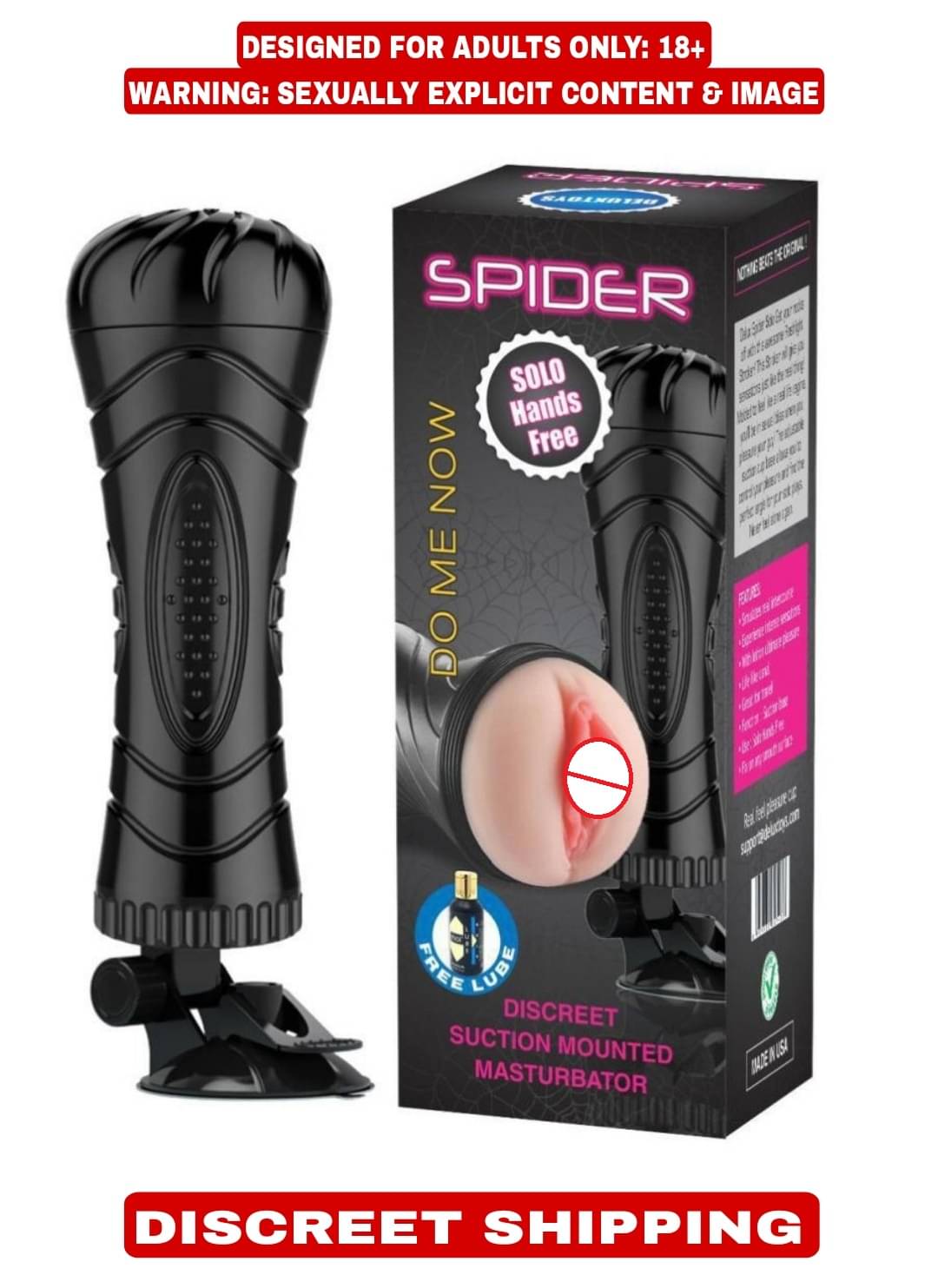     			KAMAHOUSE SOLO HAND FREE SPIDER Masturbator MASTURBATOR SOFT&REAL PUSSY FOR MEN + FREE AQUA MOI LUBRICANT