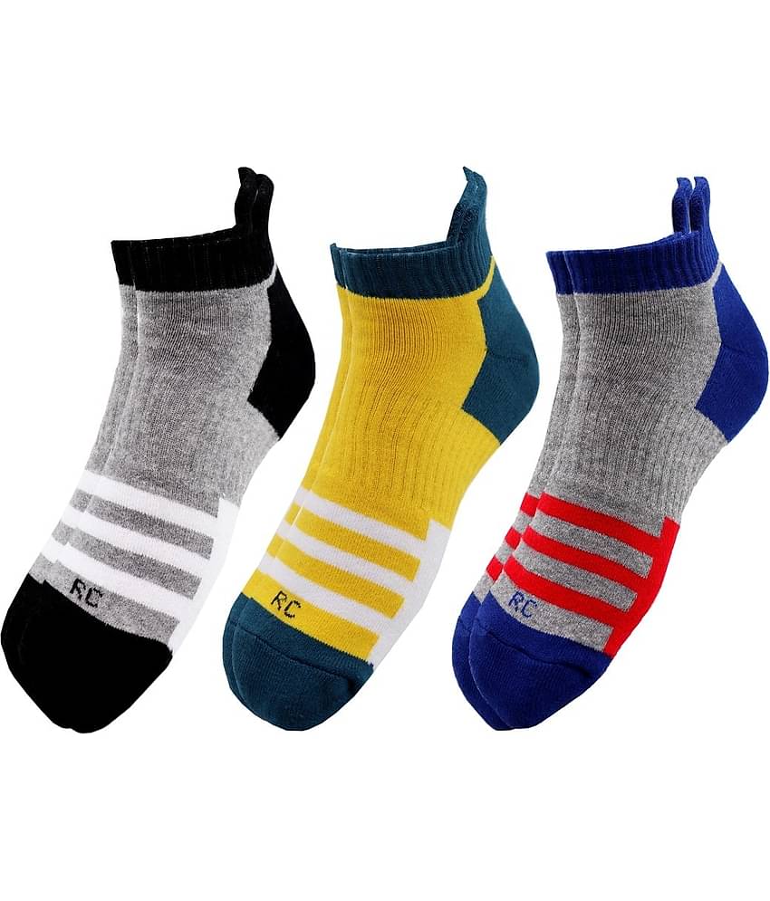 RC. ROYAL CLASS - Cotton Men's Striped Multicolor Ankle Length Socks ( Pack of 3 )