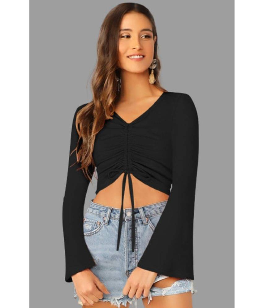     			Sanjana Silk Women's Polyester Drawstring Top ( Black )