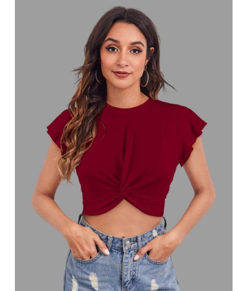 Sanjana Silk Women's Cotton Blend Crop Top ( Maroon )     			Sanjana Silk Women's Cotton Blend Crop Top ( Maroon )