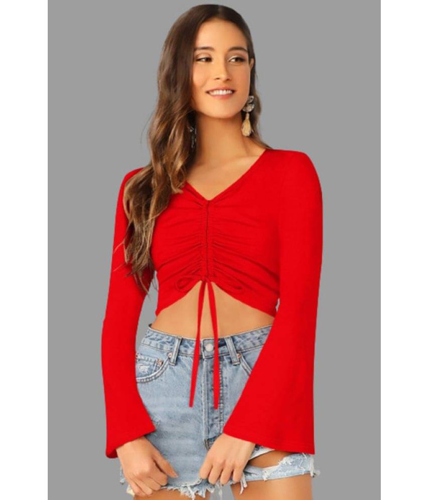 Sanjana Silk Women's Polyester Drawstring Top ( Red ) Sanjana Silk Women's Polyester Drawstring Top ( Red )