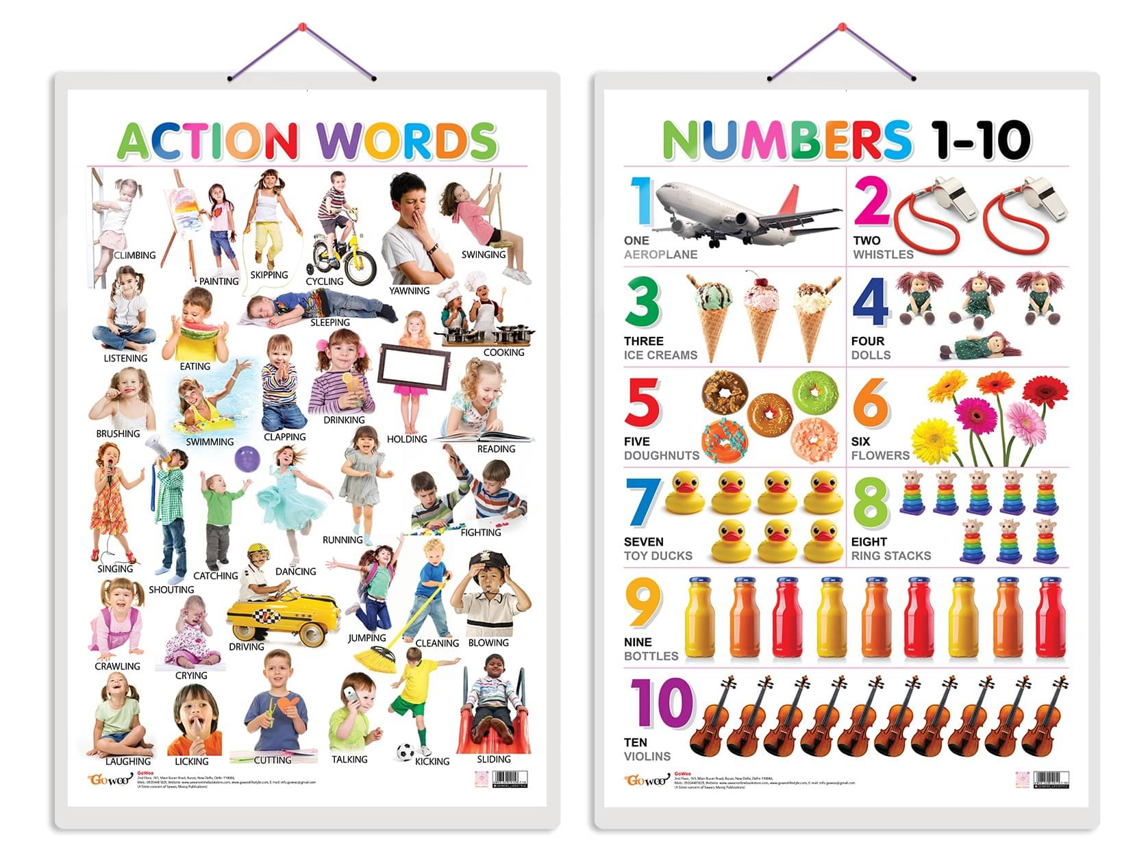 Set of 2 Action Words and Numbers 1-10 Early Learning Educational Charts for Kids | 20"X30" inch |Non-Tearable and Waterproof | Double Sided Laminated | Perfect for Homeschooling, Kindergarten and Nursery Students Set of 2 Action Words and Numbers 1-10 Early Learning Educational Charts for Kids | 20"X30" inch |Non-Tearable and Waterproof | Double Sided Laminated | Perfect for Homeschooling, Kindergarten and Nursery Students