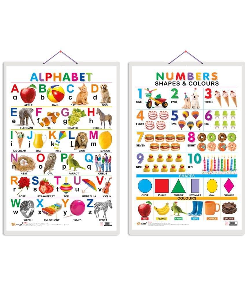 Set of 2 Alphabet and Numbers, Shapes & Colours Early Learning Educational Charts for Kids | 20"X30" inch |Non-Tearable and Waterproof | Double Sided Laminated | Perfect for Homeschooling, Kindergarten and Nursery Students Set of 2 Alphabet and Numbers, Shapes & Colours Early Learning Educational Charts for Kids | 20"X30" inch |Non-Tearable and Waterproof | Double Sided Laminated | Perfect for Homeschooling, Kindergarten and Nursery Students