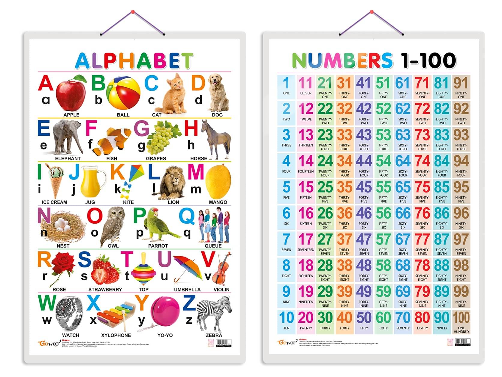 Set of 2 Alphabet and Numbers 1-100 Early Learning Educational Charts for Kids | 20"X30" inch |Non-Tearable and Waterproof | Double Sided Laminated | Perfect for Homeschooling, Kindergarten and Nursery Students Set of 2 Alphabet and Numbers 1-100 Early Learning Educational Charts for Kids | 20"X30" inch |Non-Tearable and Waterproof | Double Sided Laminated | Perfect for Homeschooling, Kindergarten and Nursery Students