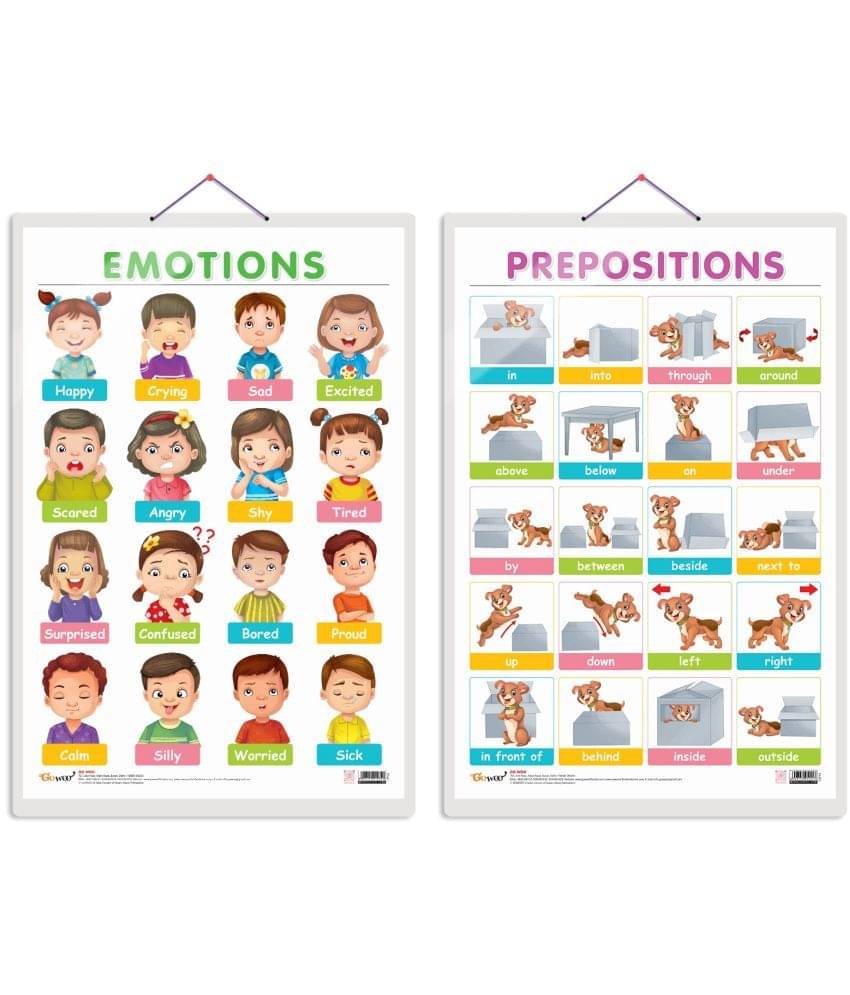 Set of 2 EMOTIONS and PREPOSITIONS Early Learning Educational Charts for Kids | 20"X30" inch |Non-Tearable and Waterproof | Double Sided Laminated | Perfect for Homeschooling, Kindergarten and Nursery Students Set of 2 EMOTIONS and PREPOSITIONS Early Learning Educational Charts for Kids | 20"X30" inch |Non-Tearable and Waterproof | Double Sided Laminated | Perfect for Homeschooling, Kindergarten and Nursery Students