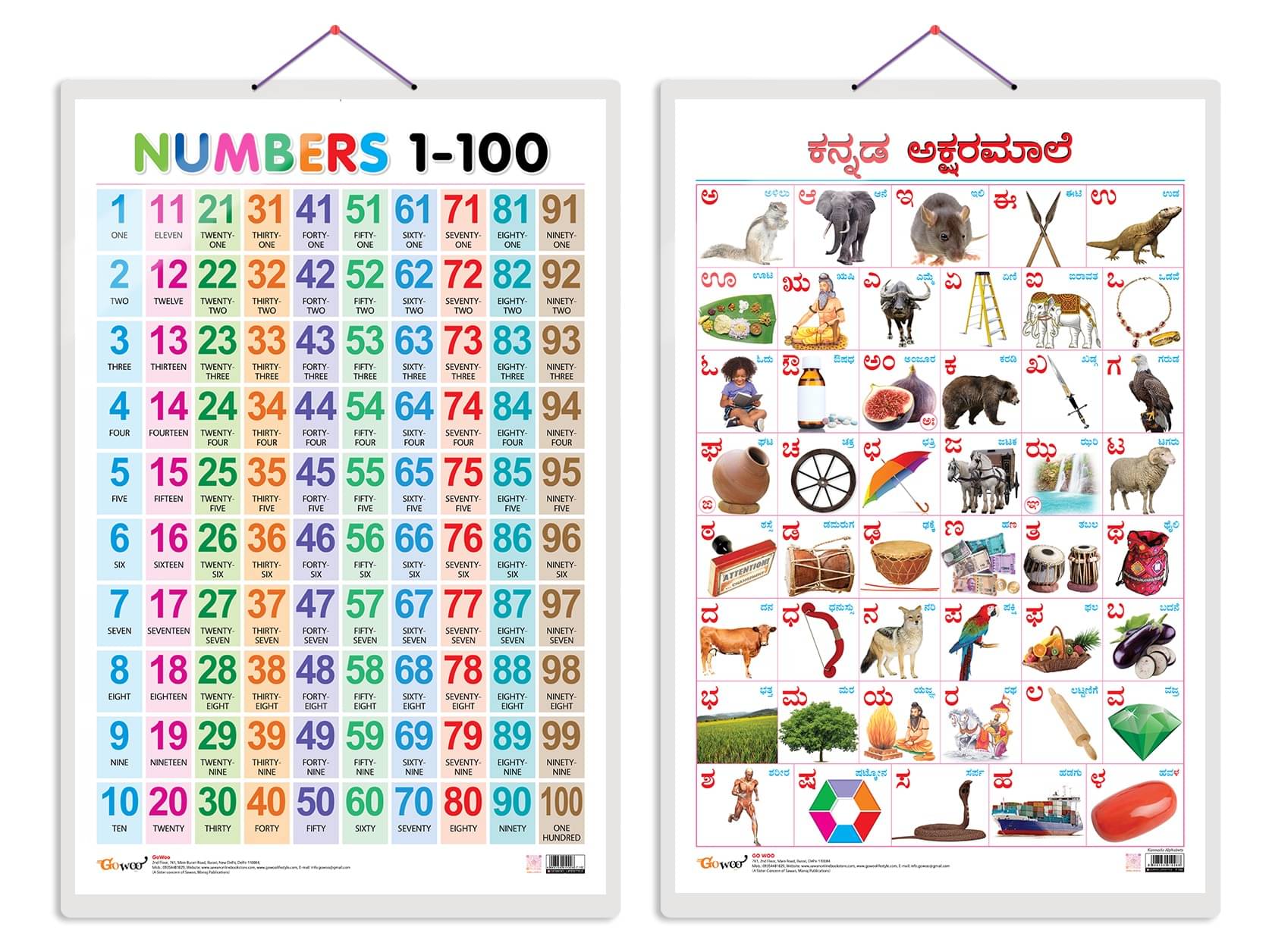 Set of 2 Numbers 1-100 and Kannada Alphabet Early Learning Educational Charts for Kids | 20"X30" inch |Non-Tearable and Waterproof | Double Sided Laminated | Perfect for Homeschooling, Kindergarten and Nursery Students Set of 2 Numbers 1-100 and Kannada Alphabet Early Learning Educational Charts for Kids | 20"X30" inch |Non-Tearable and Waterproof | Double Sided Laminated | Perfect for Homeschooling, Kindergarten and Nursery Students