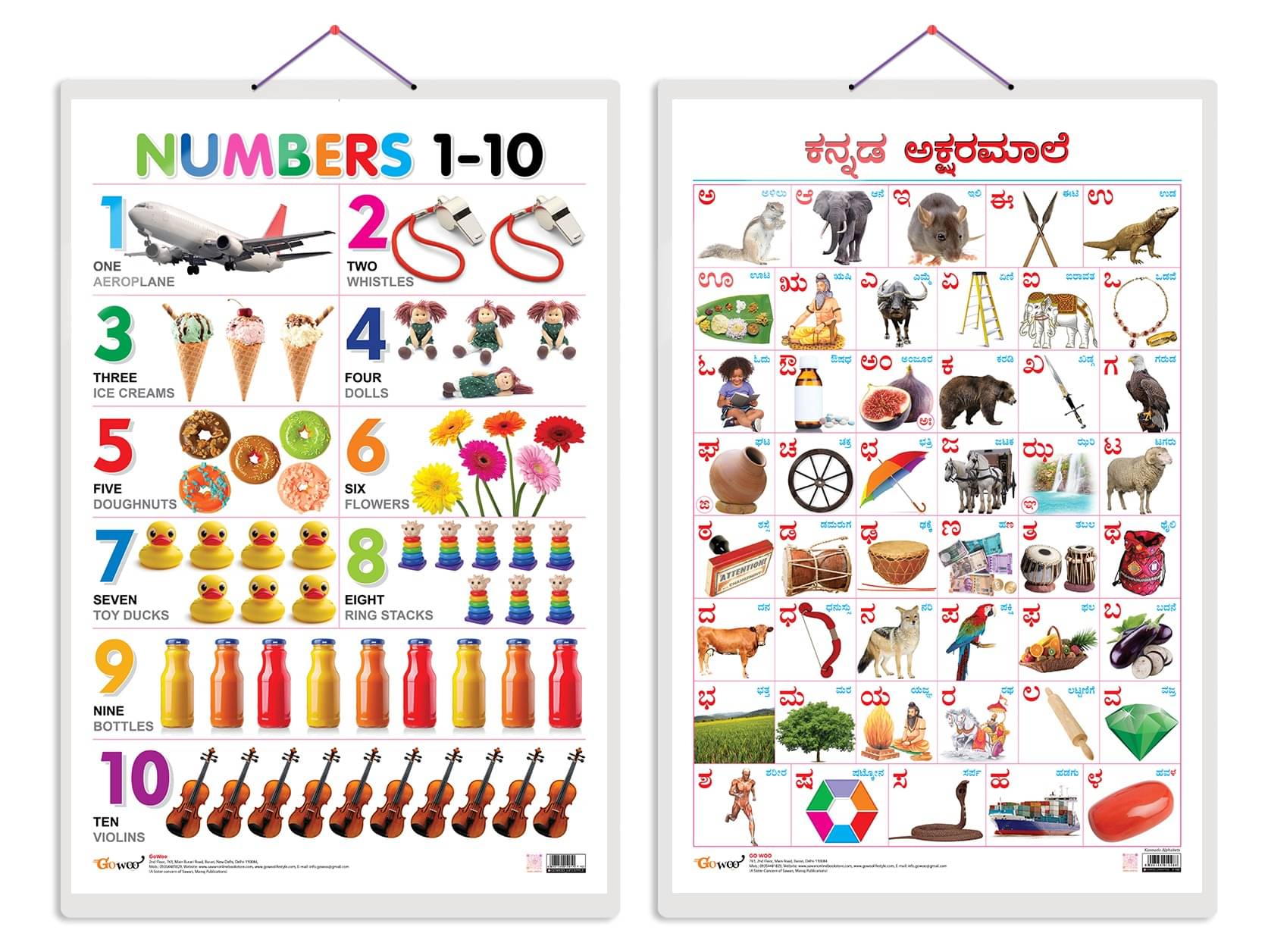 Set of 2 Numbers 1-10 and Kannada Alphabet Early Learning Educational Charts for Kids | 20"X30" inch |Non-Tearable and Waterproof | Double Sided Laminated | Perfect for Homeschooling, Kindergarten and Nursery Students Set of 2 Numbers 1-10 and Kannada Alphabet Early Learning Educational Charts for Kids | 20"X30" inch |Non-Tearable and Waterproof | Double Sided Laminated | Perfect for Homeschooling, Kindergarten and Nursery Students