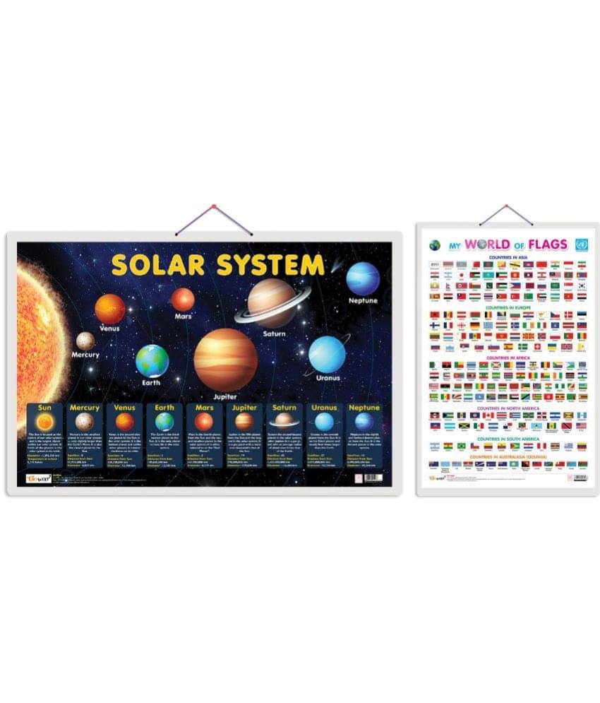 Set of 2 Solar System and My World of Flags Early Learning Educational Charts for Kids | 20"X30" inch |Non-Tearable and Waterproof | Double Sided Laminated | Perfect for Homeschooling, Kindergarten and Nursery Students Set of 2 Solar System and My World of Flags Early Learning Educational Charts for Kids | 20"X30" inch |Non-Tearable and Waterproof | Double Sided Laminated | Perfect for Homeschooling, Kindergarten and Nursery Students
