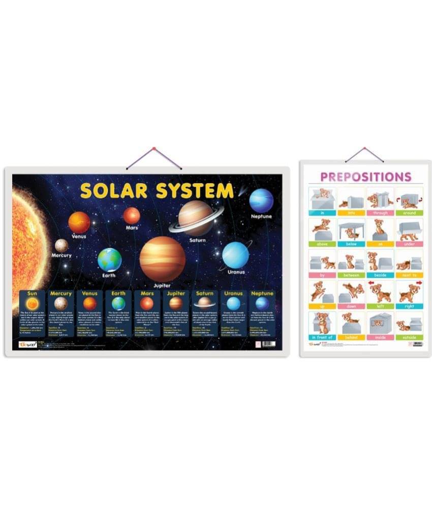 Set of 2 Solar System and PREPOSITIONS Early Learning Educational Charts for Kids | 20"X30" inch |Non-Tearable and Waterproof | Double Sided Laminated | Perfect for Homeschooling, Kindergarten and Nursery Students Set of 2 Solar System and PREPOSITIONS Early Learning Educational Charts for Kids | 20"X30" inch |Non-Tearable and Waterproof | Double Sided Laminated | Perfect for Homeschooling, Kindergarten and Nursery Students