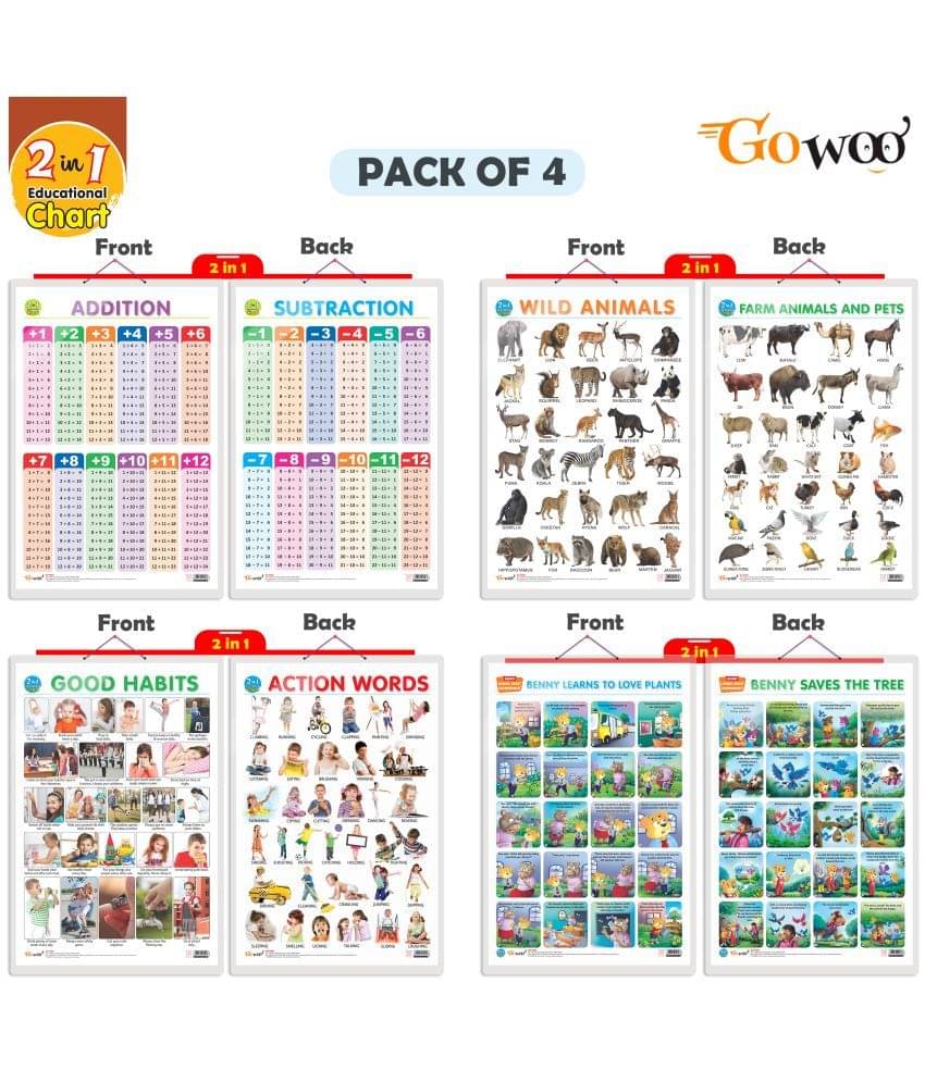 Set of 4 | 2 IN 1 WILD AND FARM ANIMALS & PETS, 2 IN 1 GOOD HABITS AND ACTION WORDS, 2 IN 1 ADDITION AND SUBTRACTION and 2 IN 1 BENNY LEARNS TO LOVE PLANTS AND BENNY SAVES THE TREE Set of 4 | 2 IN 1 WILD AND FARM ANIMALS & PETS, 2 IN 1 GOOD HABITS AND ACTION WORDS, 2 IN 1 ADDITION AND SUBTRACTION and 2 IN 1 BENNY LEARNS TO LOVE PLANTS AND BENNY SAVES THE TREE