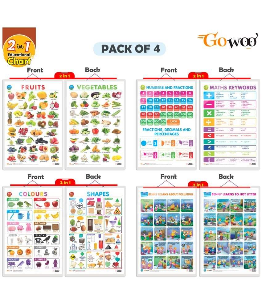     			Set of 4 |  2 IN 1 NUMBER & FRACTIONS AND MATHS KEYWORDS, 2 IN 1 COLOURS AND SHAPES, 2 IN 1 FRUITS AND VEGETABLES and 2 IN 1 BENNY LEARNS ABOUT POLLUTION AND BENNY LEARNS NOT TO LITTER