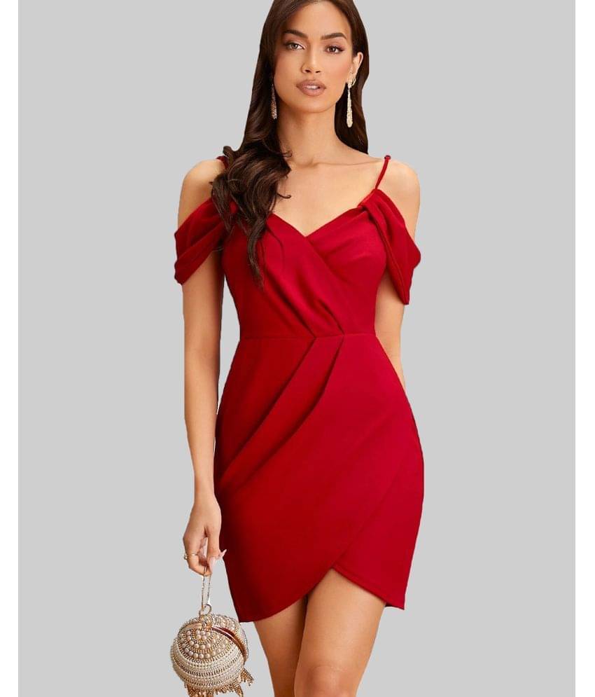    			Addyvero Women Cotton Blend Solid Bodycon Dress ( Red )