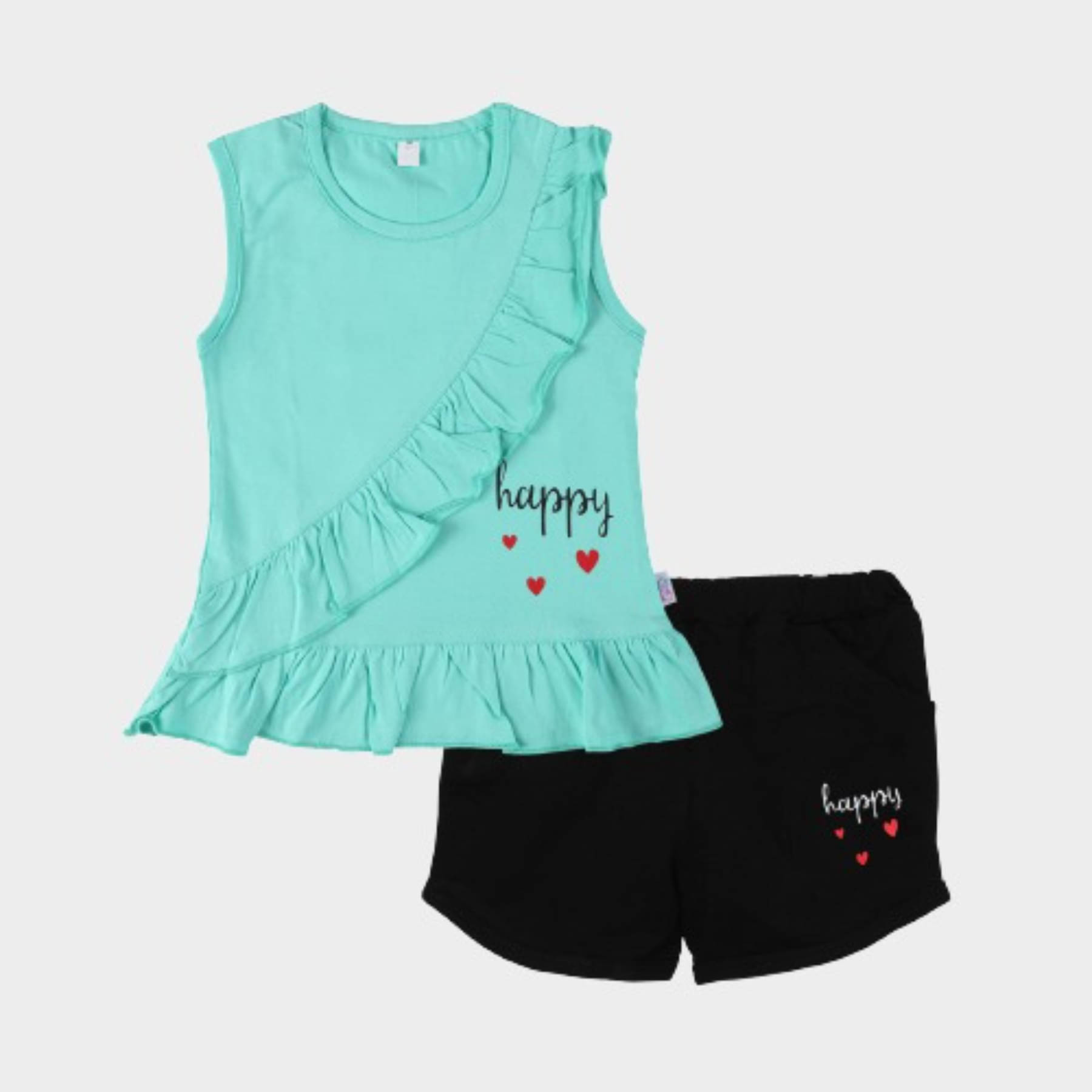     			CATCUB Pack of 1 Baby Girls Cotton Top & Shorts ( Green )