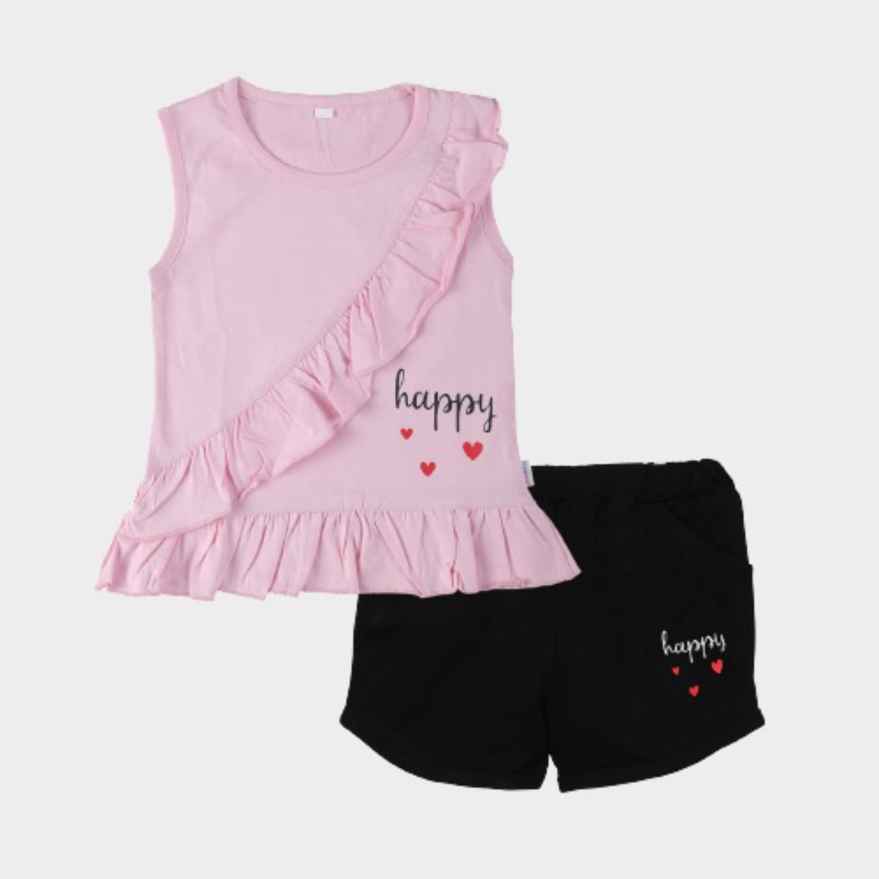CATCUB Pack of 1 Girls Cotton Top With Shorts ( Green )