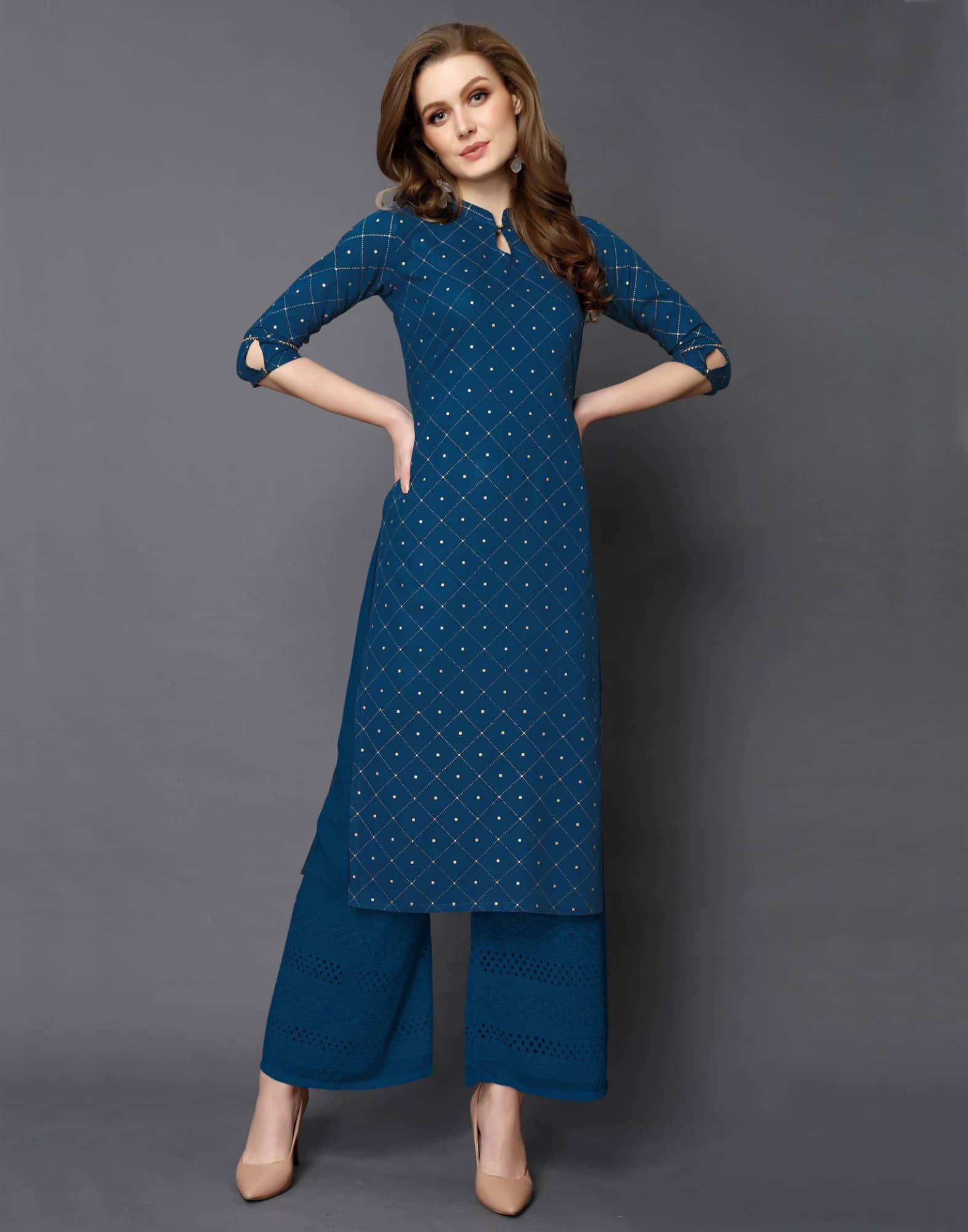 Estela - Teal Rayon Women's Straight Kurti ( Pack of 1 ) - Kurtis, Tunics | Buy online on ZillyBuy
