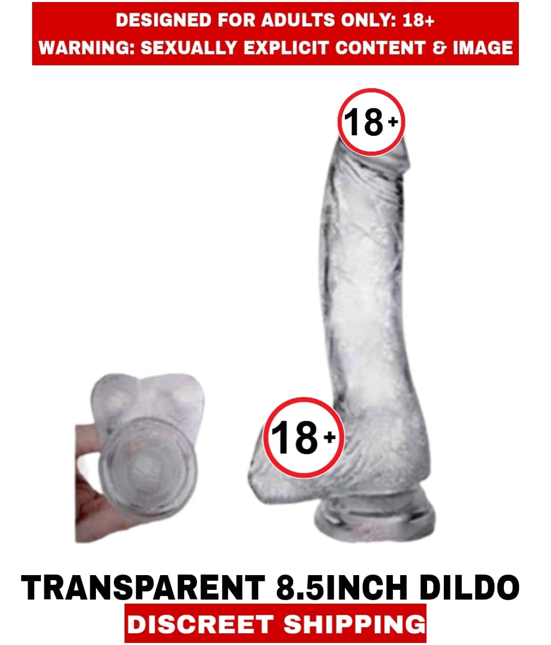 FEAMLE ADULT SEX TOYS TRANSPARENT Solid Silicon 8.5 INCH DILDO For Women