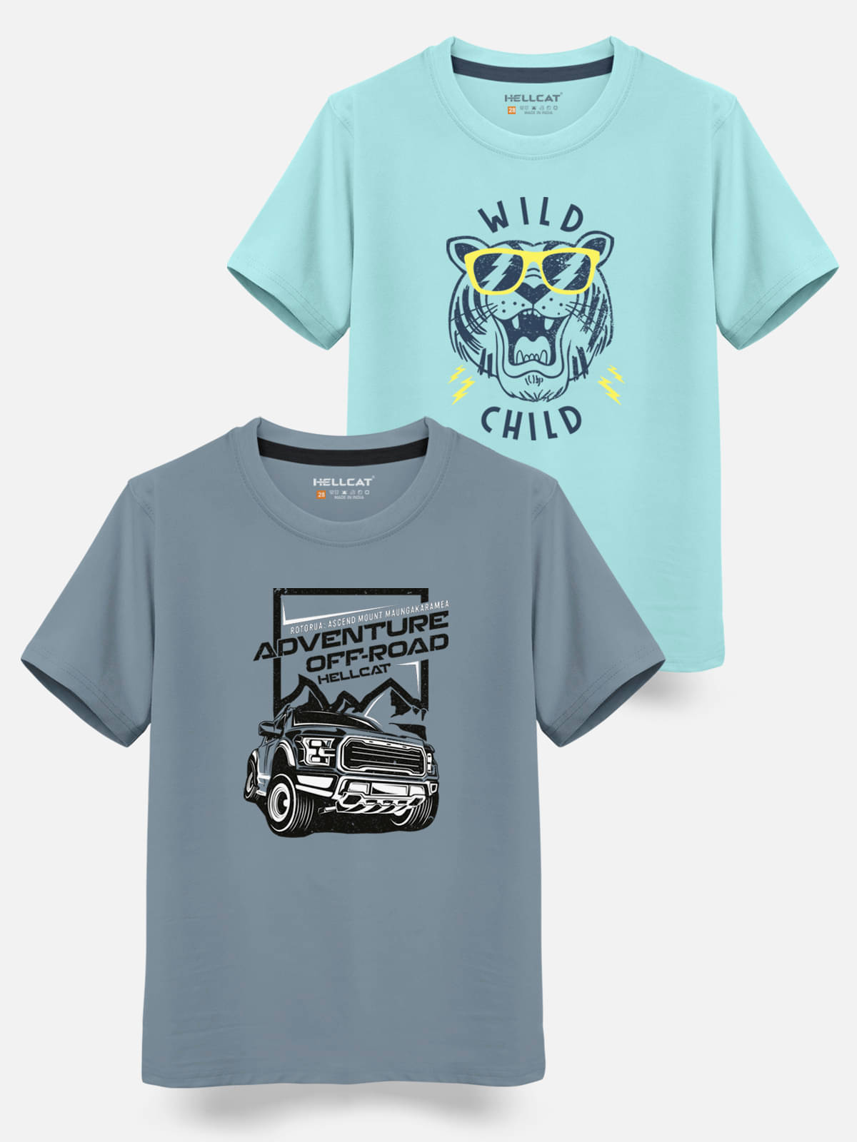     			HELLCAT Pack of 2 Boys Cotton Blend T-Shirt ( Mint Green )