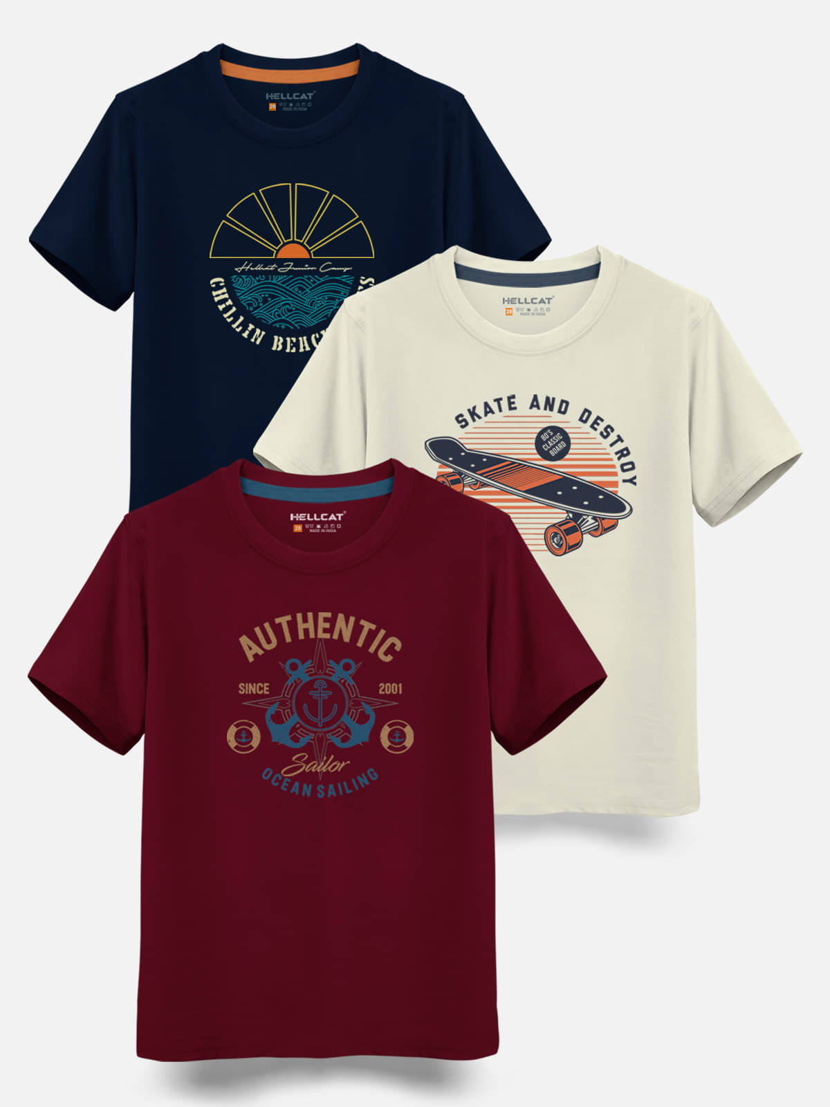     			HELLCAT Pack of 1 Boys Cotton Blend T-Shirt ( Multi Color )