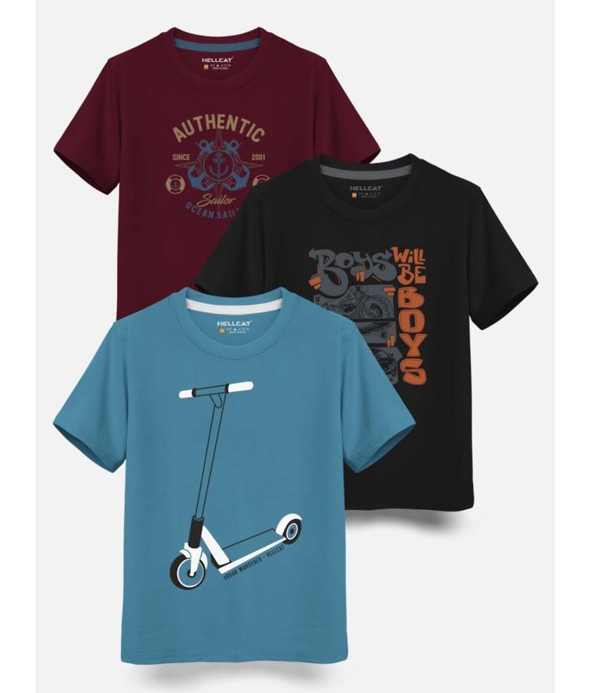     			HELLCAT Pack of 3 Boys Cotton Blend T-Shirt ( Multicolor )