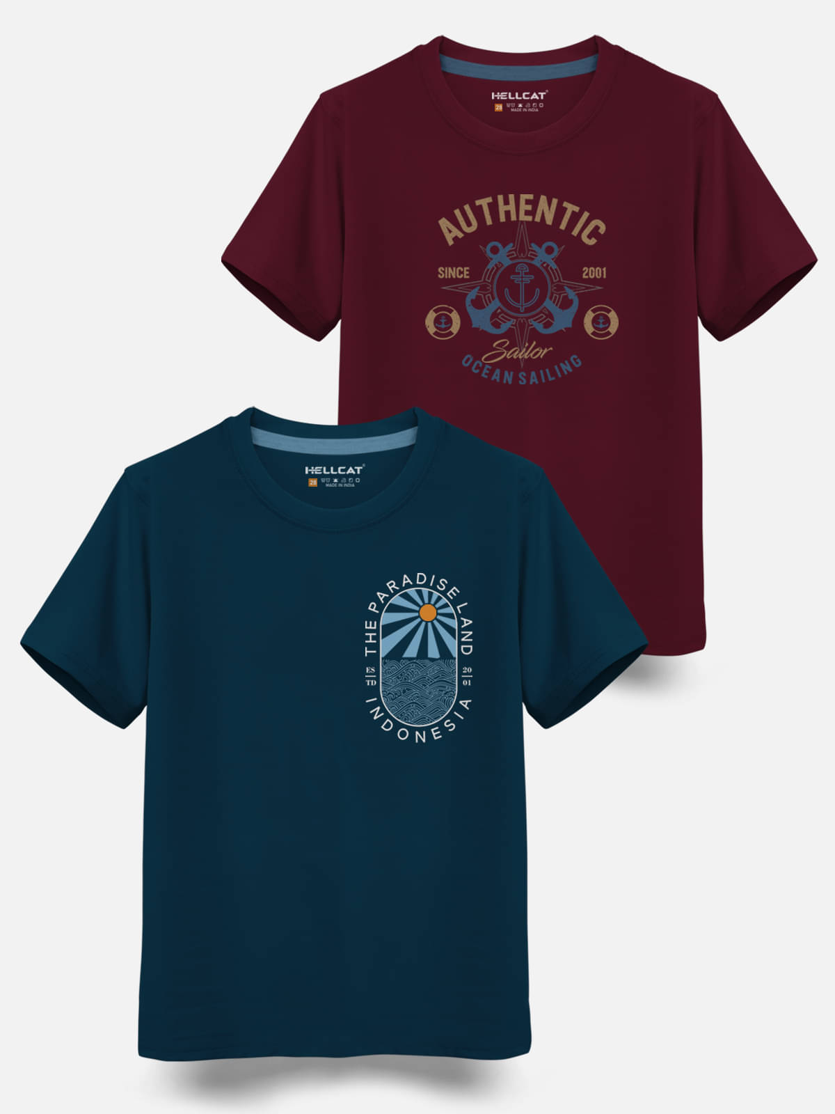     			HELLCAT Pack of 1 Boys Cotton Blend T-Shirt ( Pecock Blue )