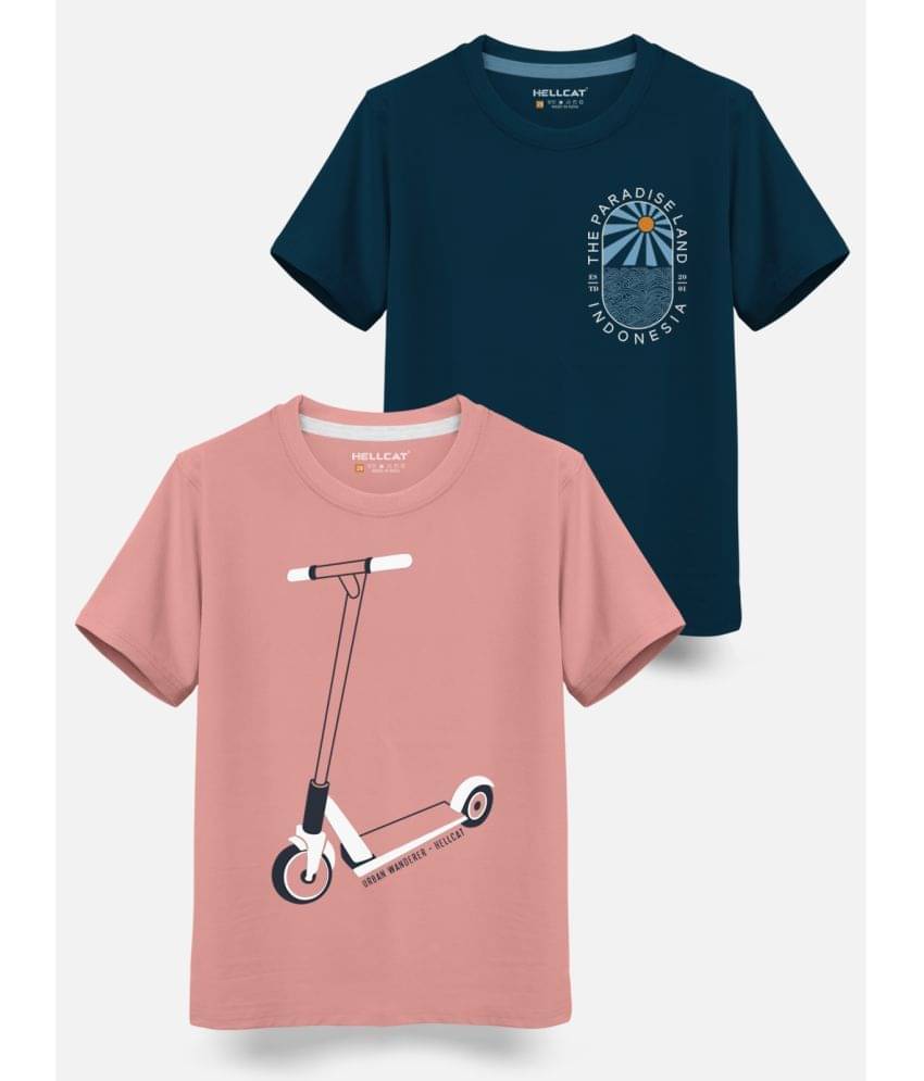     			HELLCAT Pack of 2 Boys Cotton Blend T-Shirt ( Pink )