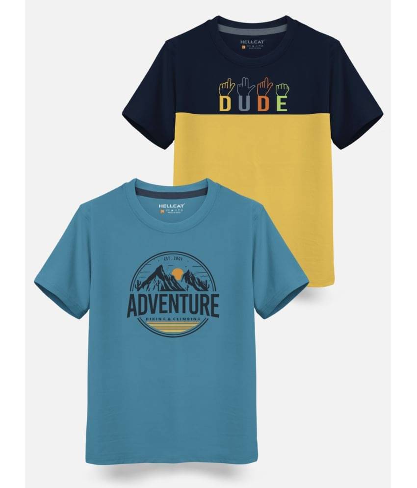     			HELLCAT Pack of 2 Boys Cotton Blend T-Shirt ( Turquoise )