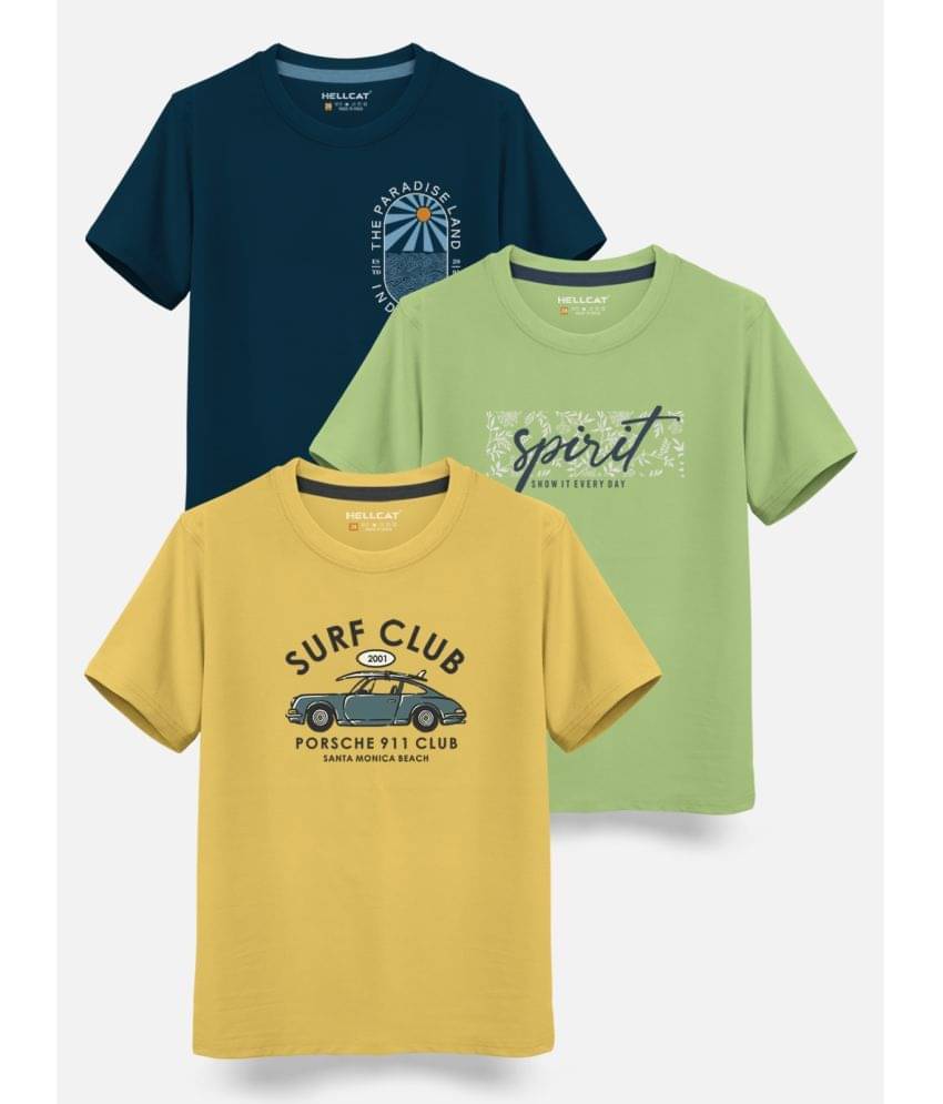     			HELLCAT Pack of 3 Boys Cotton Blend T-Shirt ( Yellow )