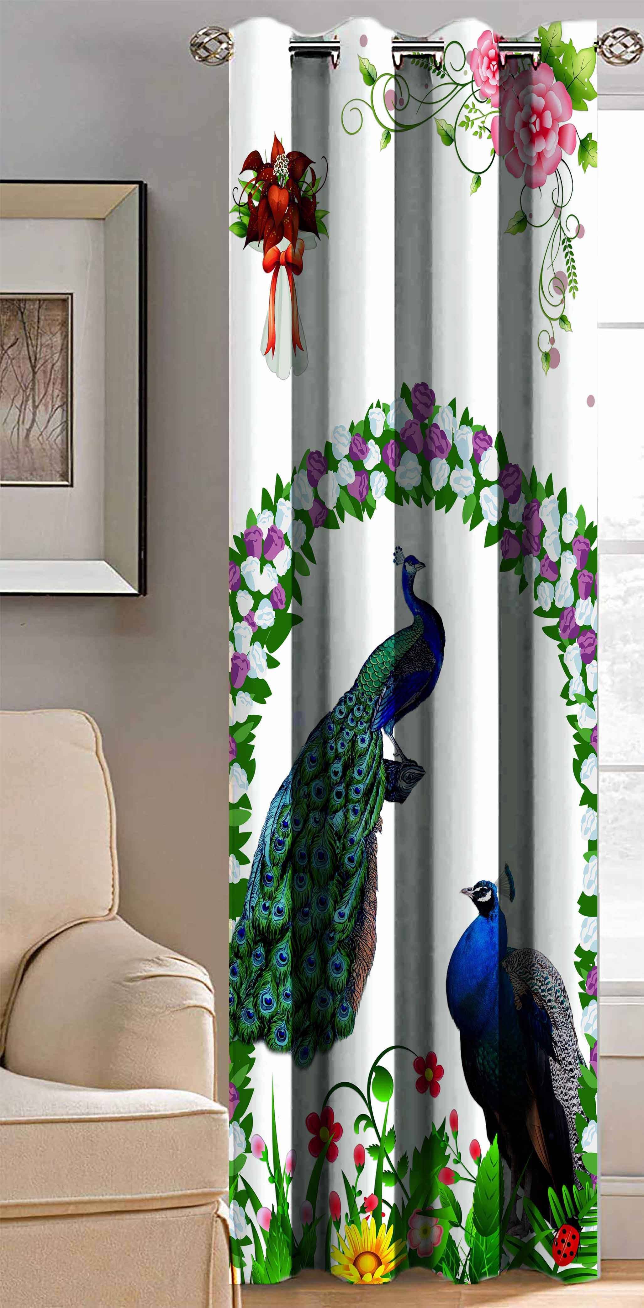 BELLA TRUE Birds Semi-Transparent Eyelet Curtain 5 ft ( Pack of 1 ) - Multicolor BELLA TRUE Birds Semi-Transparent Eyelet Curtain 5 ft ( Pack of 1 ) - Multicolor
