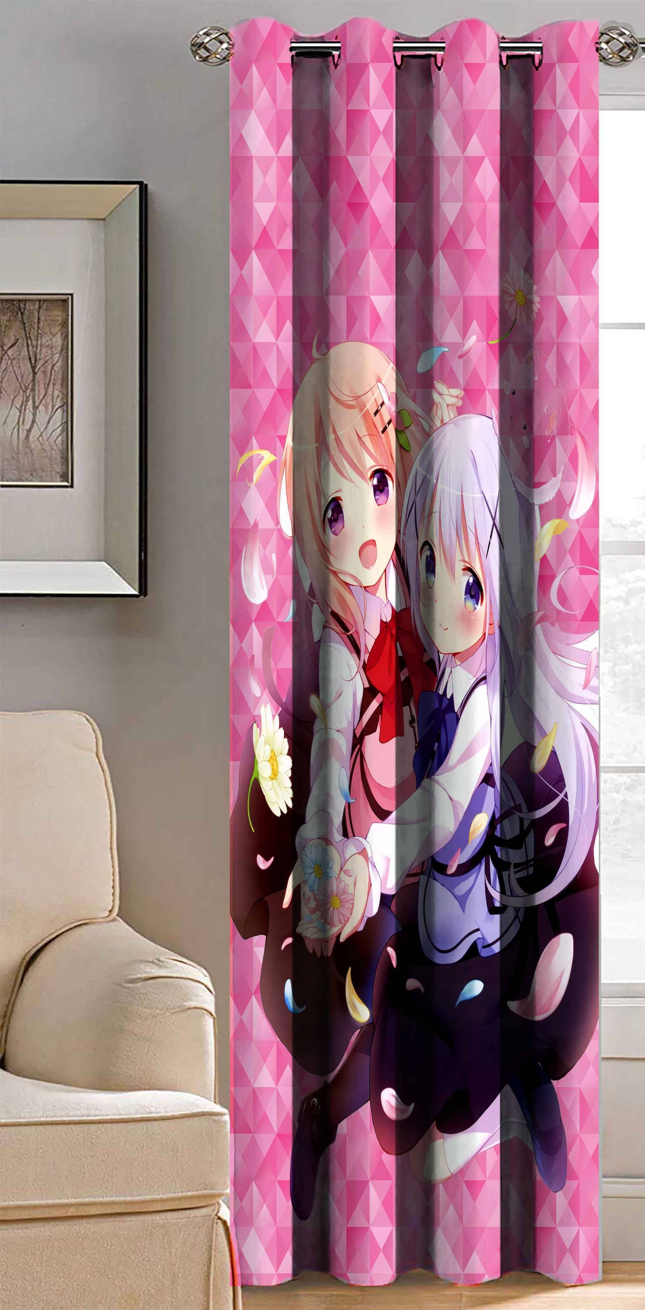BELLA TRUE - Cartoon Printed Semi Transparent Eyelet Curtain-7 Ft-pack of 1     			BELLA TRUE - Cartoon Printed Semi Transparent Eyelet Curtain-7 Ft-pack of 1