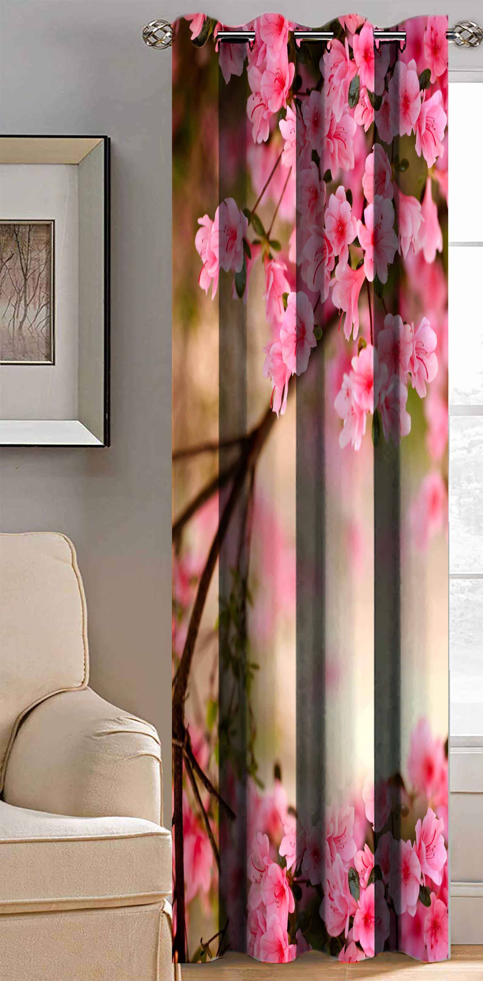 BELLA TRUE Floral Semi-Transparent Curtain 7 ft Pack of 1 Multi Color BELLA TRUE Floral Semi-Transparent Curtain 7 ft Pack of 1 Multi Color