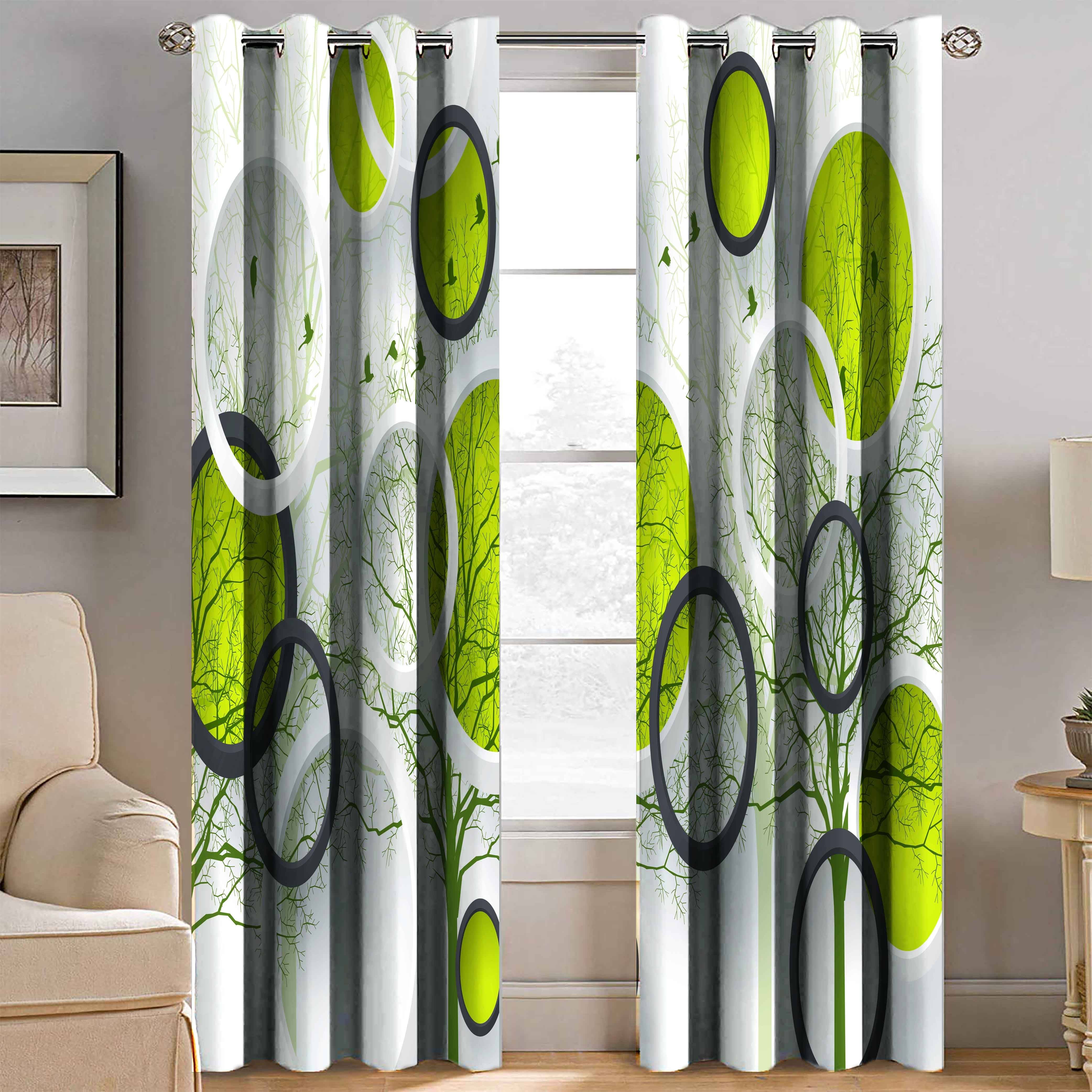     			BELLA TRUE Floral Semi-Transparent Curtain 5 ft Pack of 2 Multi Color