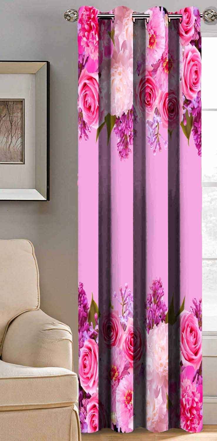 BELLA TRUE Floral Semi-Transparent Curtain 9 ft Pack of 1 Pink BELLA TRUE Floral Semi-Transparent Curtain 9 ft Pack of 1 Pink