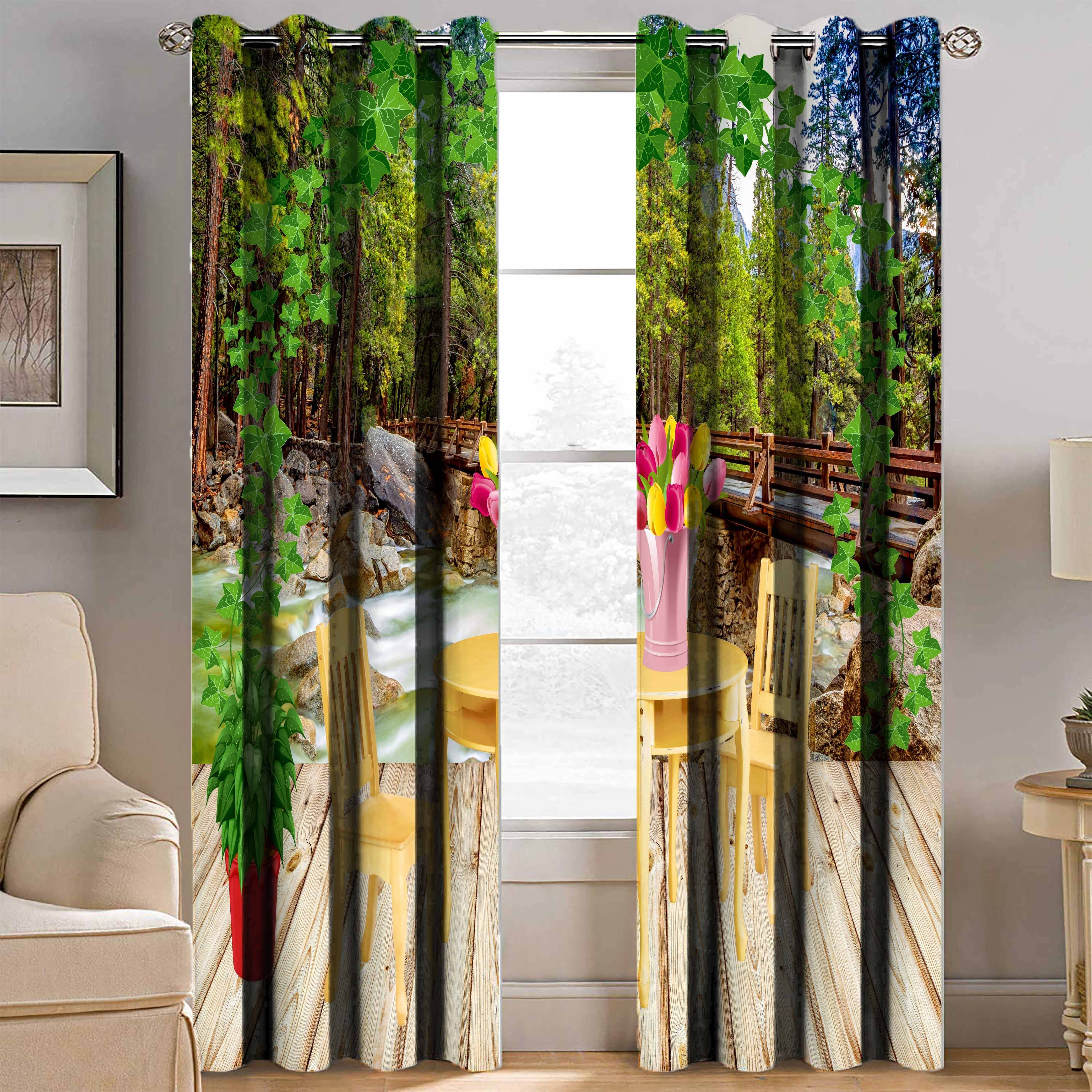 BELLA TRUE Nature Semi-Transparent Eyelet Curtain 7 ft Pack of 2 Multicolor BELLA TRUE Nature Semi-Transparent Eyelet Curtain 7 ft Pack of 2 Multicolor