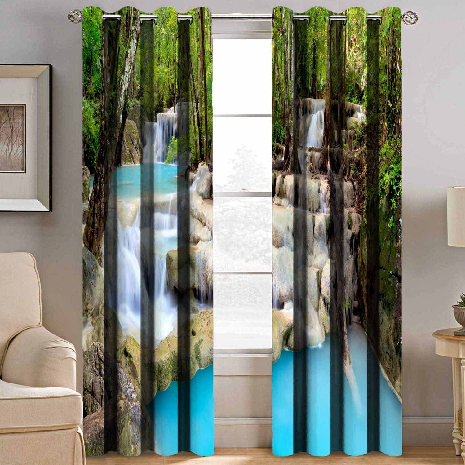 BELLA TRUE Printed Room Darkening Eyelet Curtain 5 ft Pack of 2 Multicolor