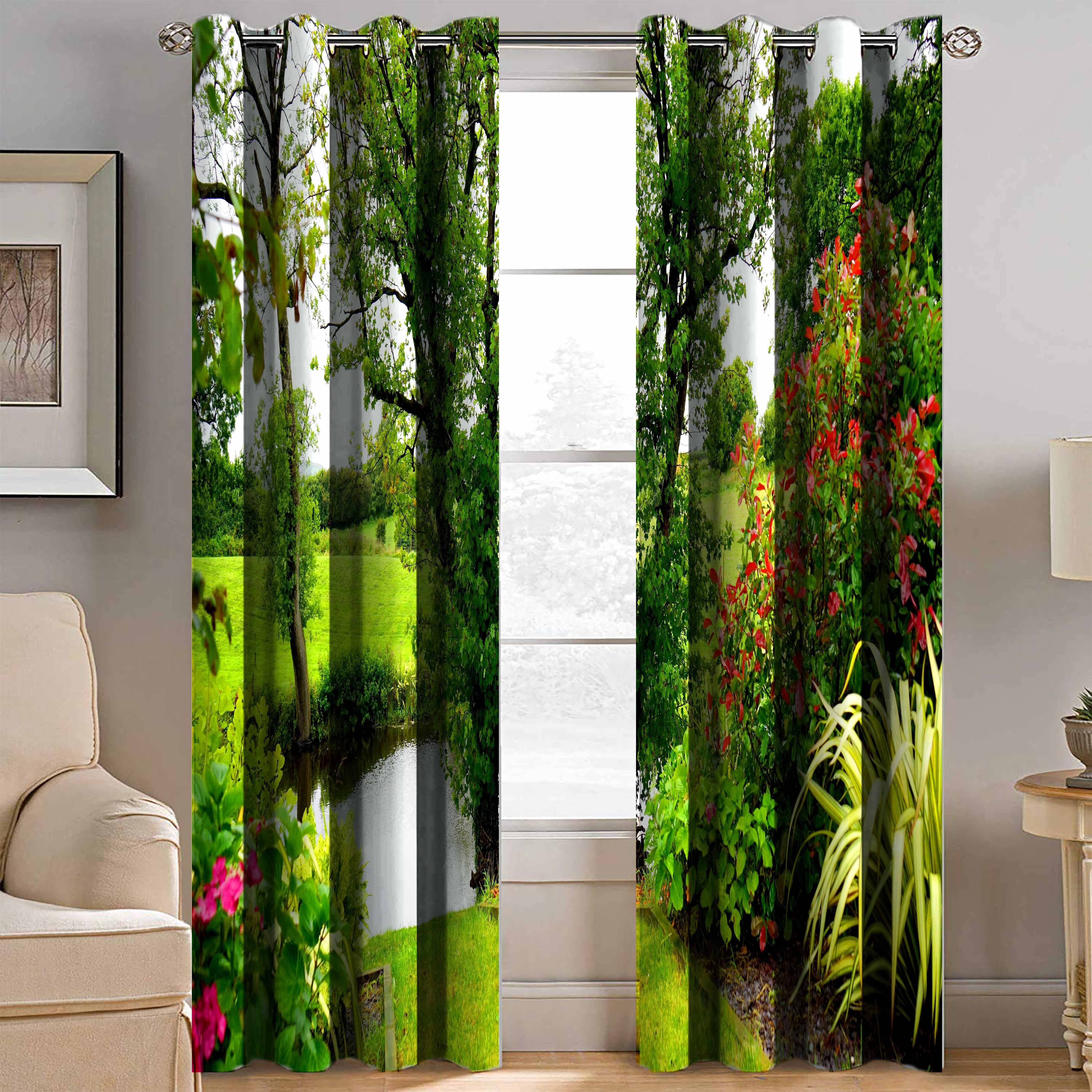 BELLA TRUE Printed SemiTransparent Curtain 7 ft Pack of 2 Multi Color BELLA TRUE Printed SemiTransparent Curtain 7 ft Pack of 2 Multi Color